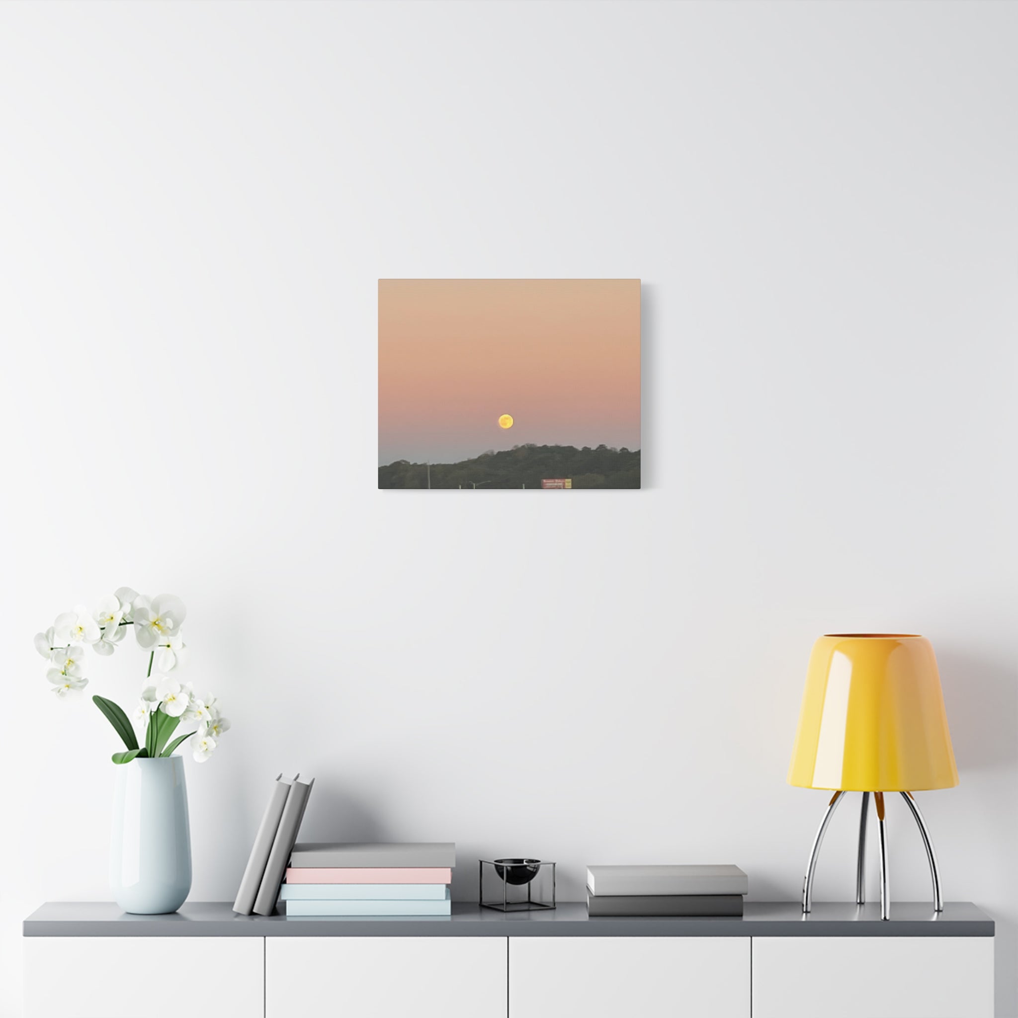 Moonrise Sunset Canvas Print — Pastel Sky Landscape Wall Art