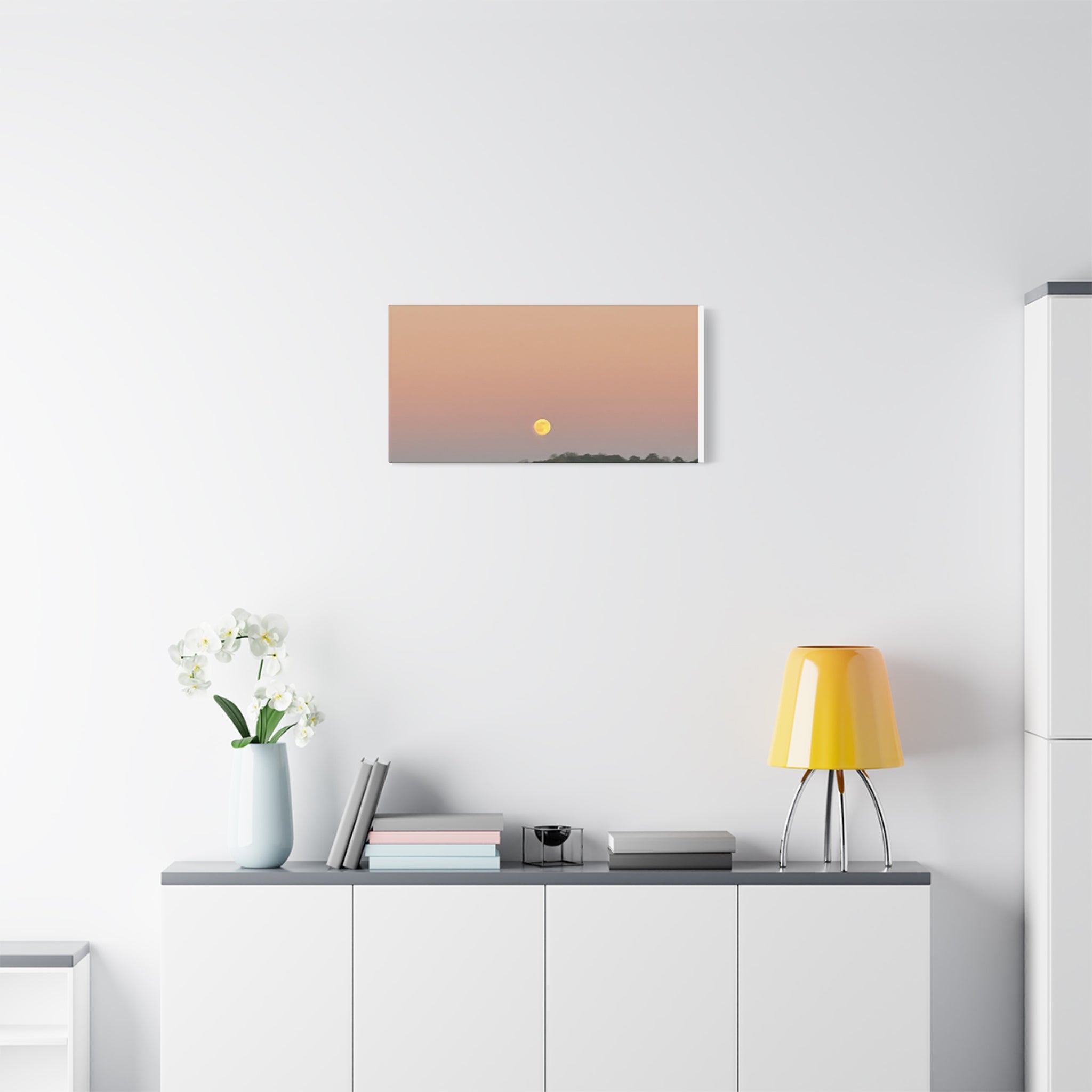 Moonrise Sunset Canvas Print — Pastel Sky Landscape Wall Art