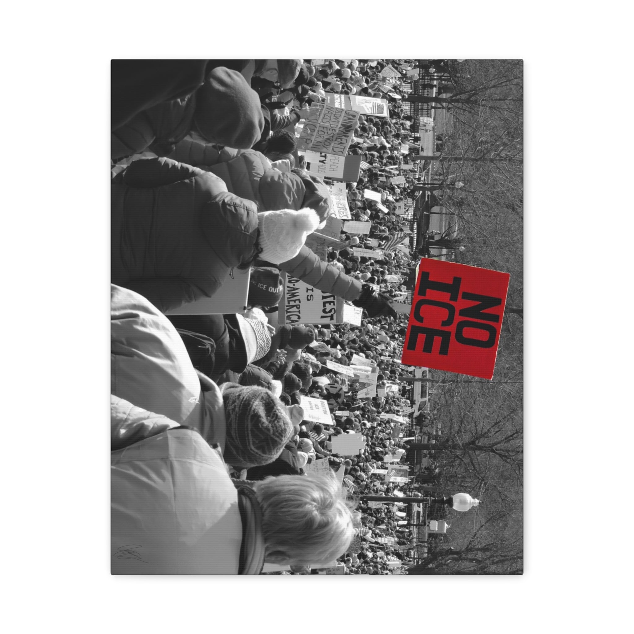 NO ICE Rising Above the Crowd — Matte Humanitarian Canvas