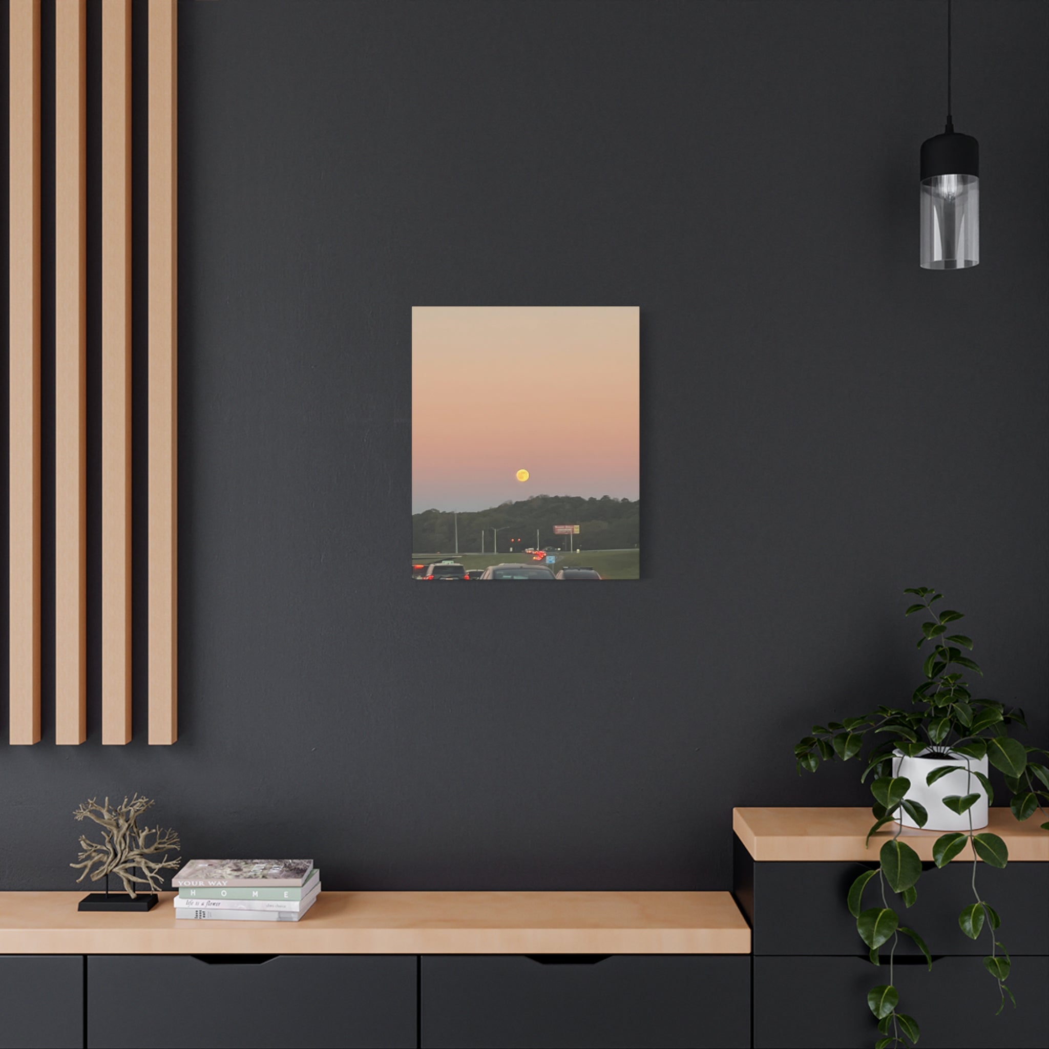 Moonrise Sunset Canvas Print — Pastel Sky Landscape Wall Art