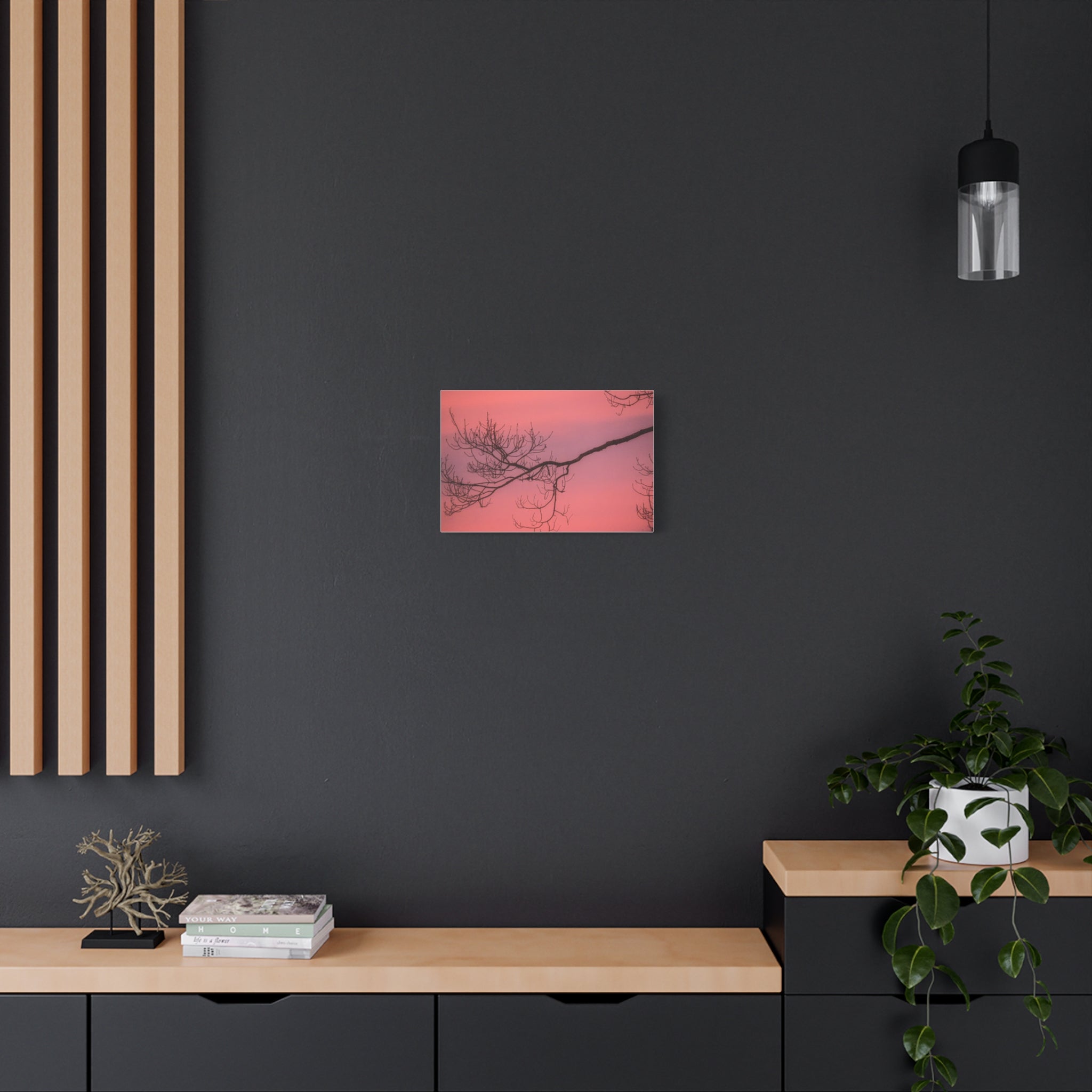 Pink Sunset Tree Canvas Print — Matte Stretched Wall Art