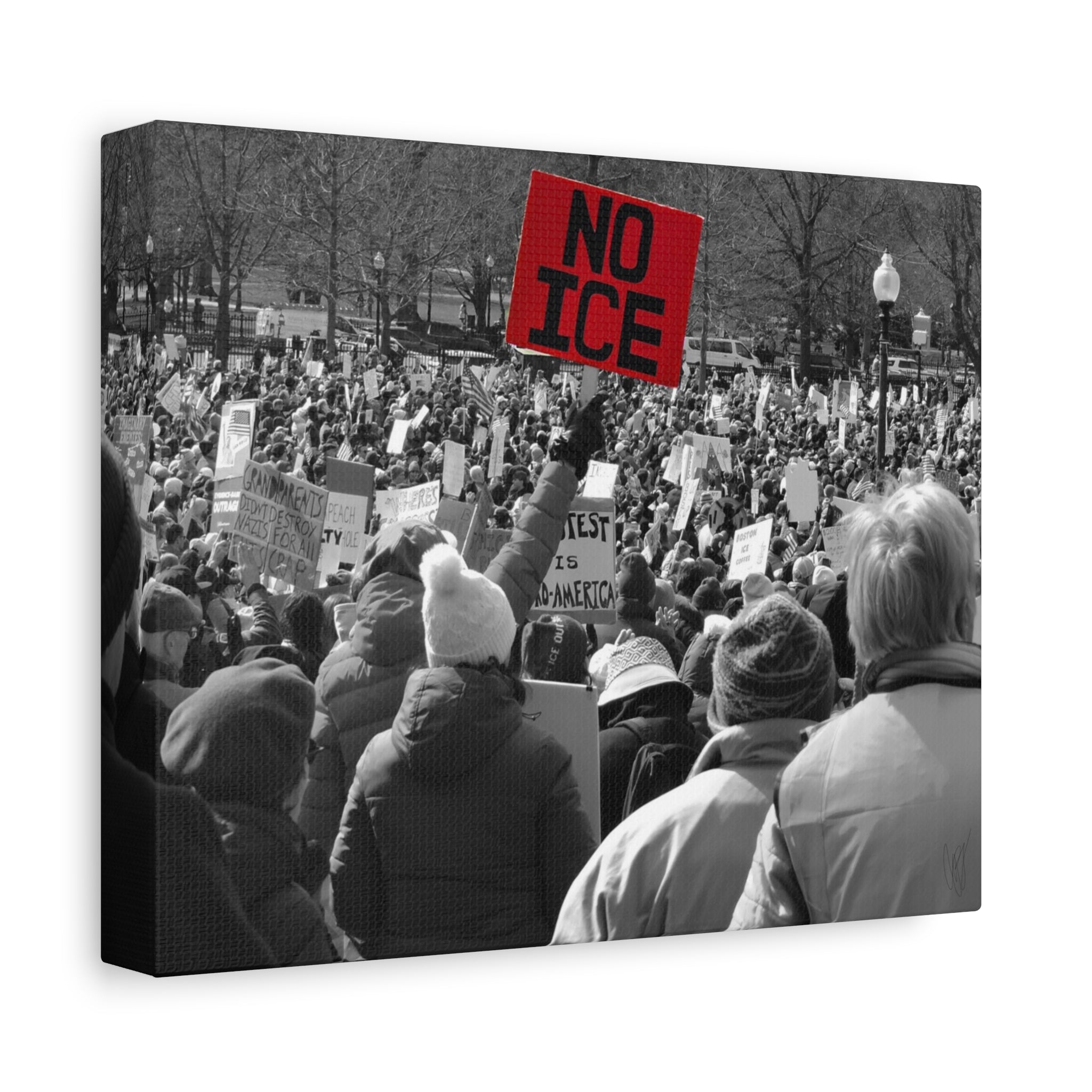 NO ICE in the Crowd — Documentary Matte Canvas
