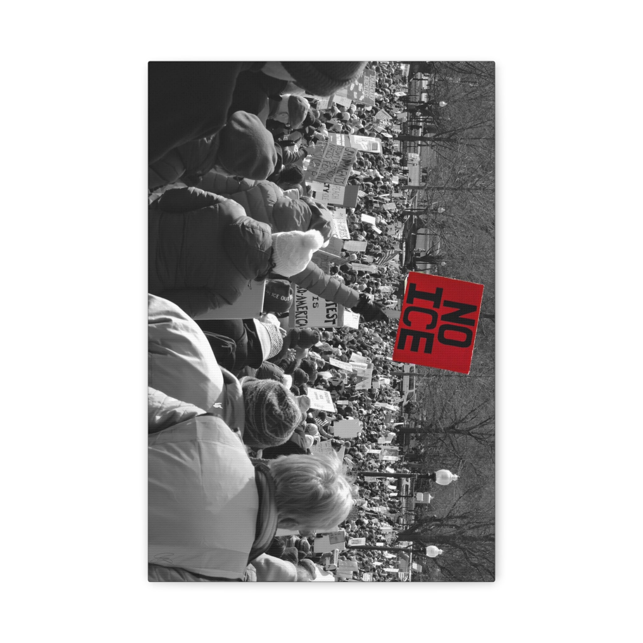 NO ICE Rising Above the Crowd — Matte Humanitarian Canvas