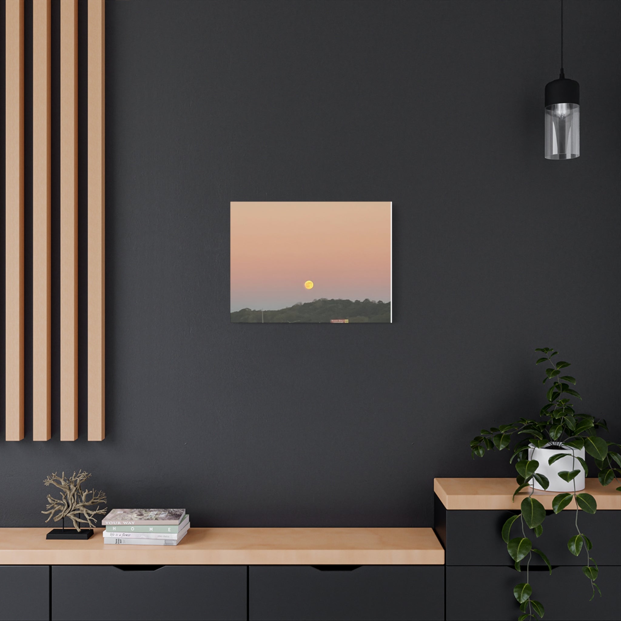 Moonrise Sunset Canvas Print — Pastel Sky Landscape Wall Art