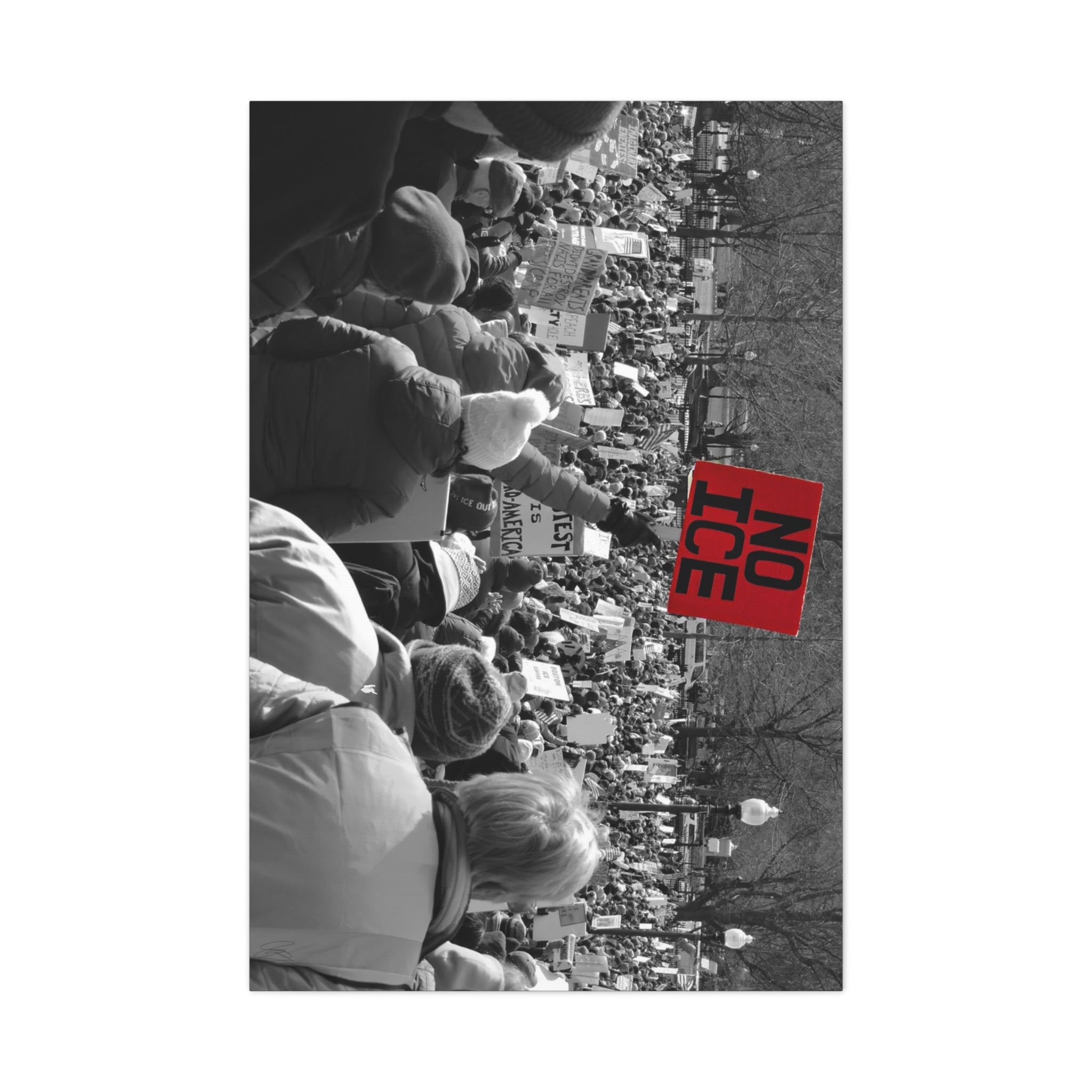 NO ICE Rising Above the Crowd — Matte Humanitarian Canvas