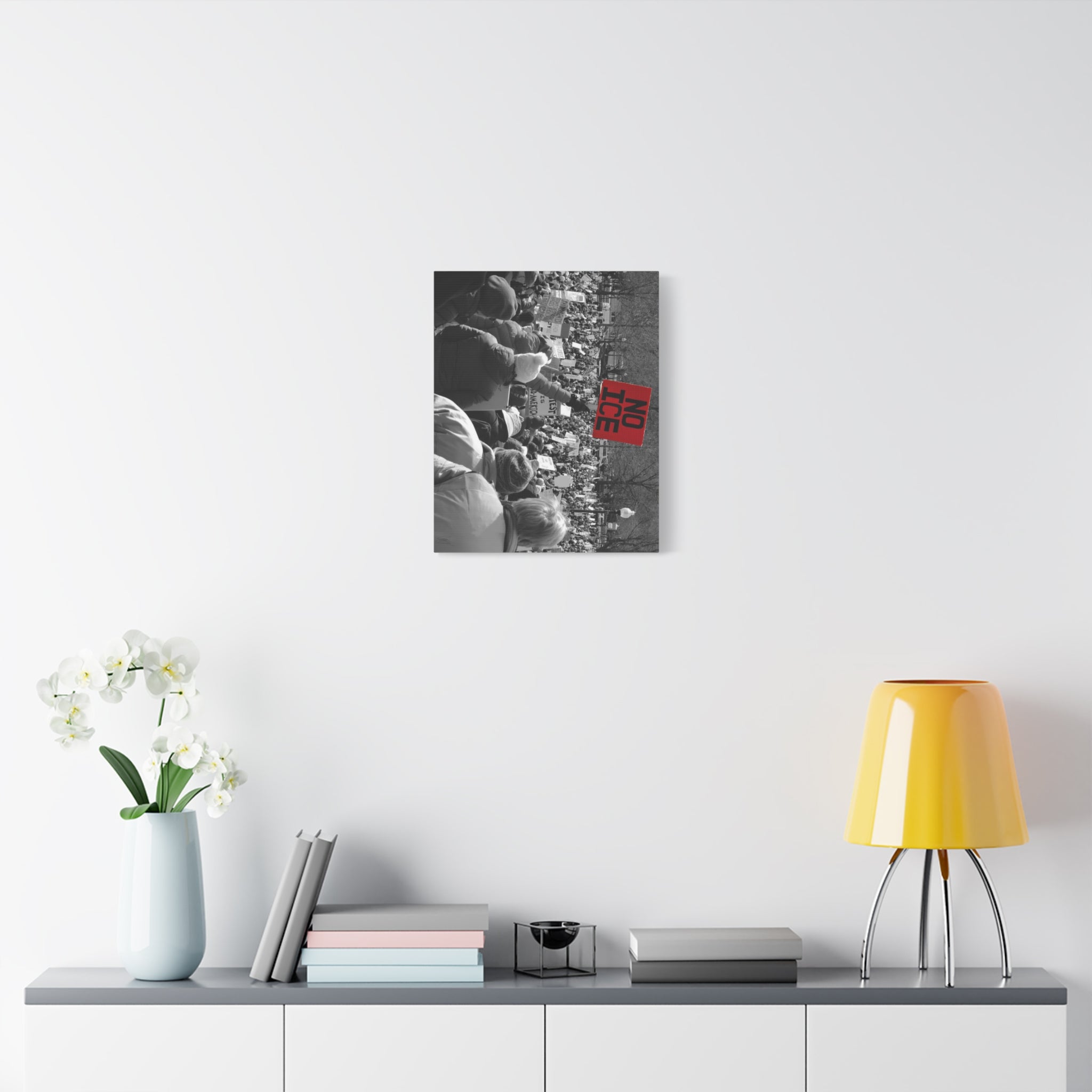 NO ICE Rising Above the Crowd — Matte Humanitarian Canvas