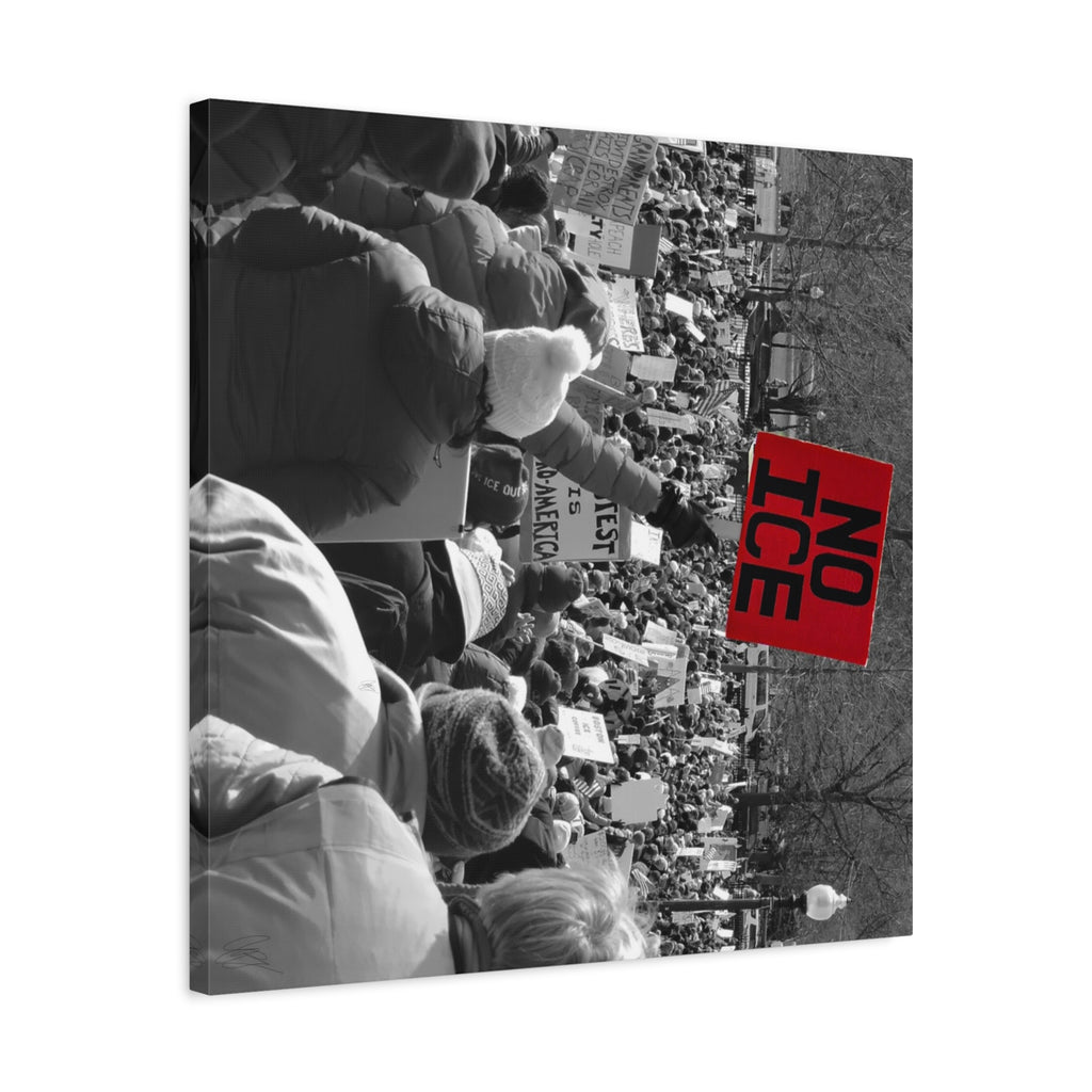 NO ICE Rising Above the Crowd — Matte Humanitarian Canvas