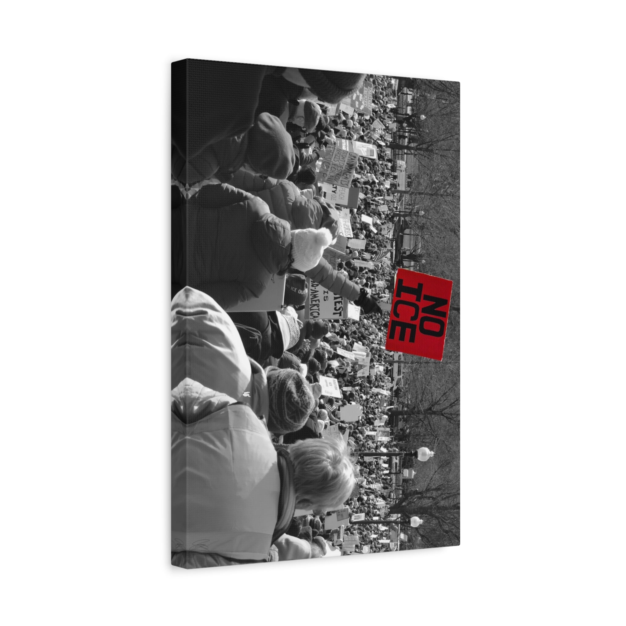 NO ICE Rising Above the Crowd — Matte Humanitarian Canvas