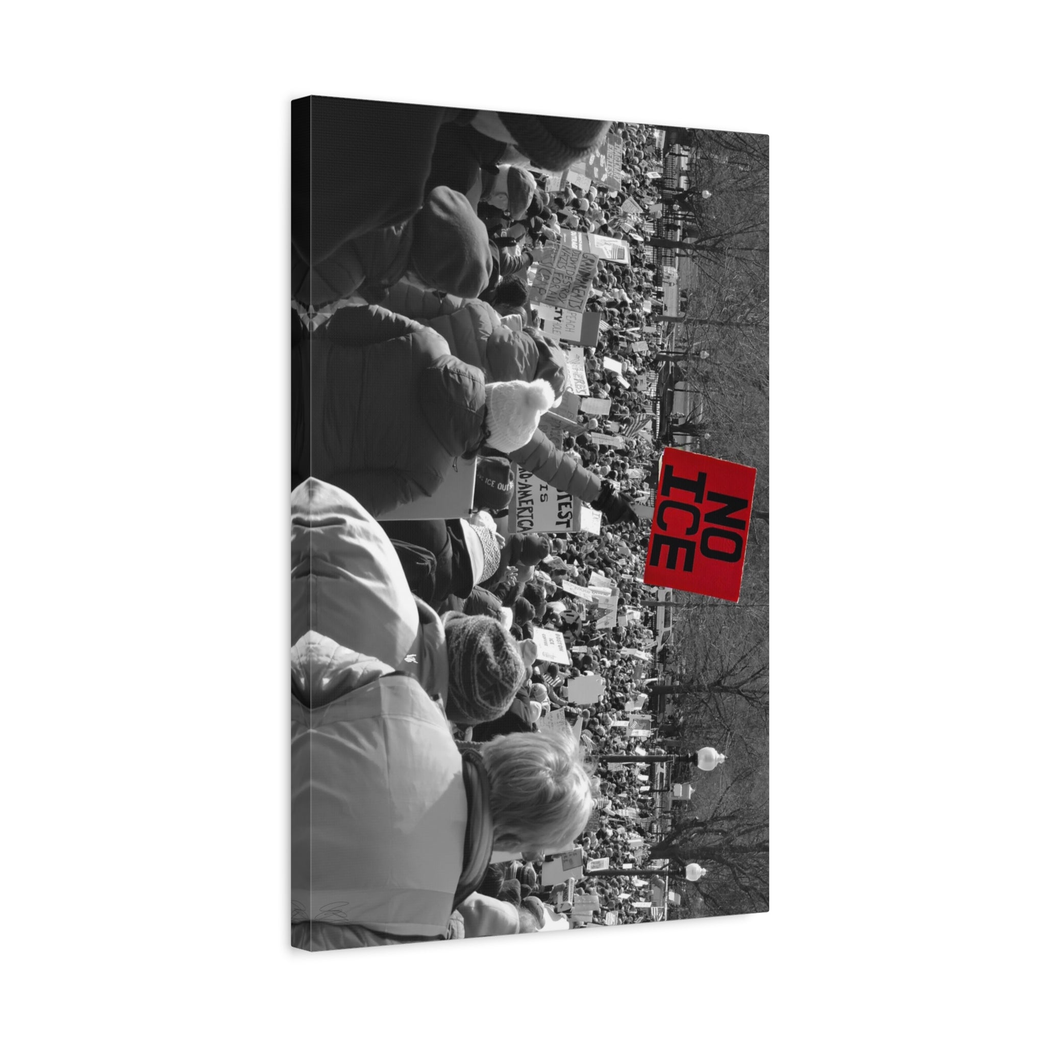 NO ICE Rising Above the Crowd — Matte Humanitarian Canvas