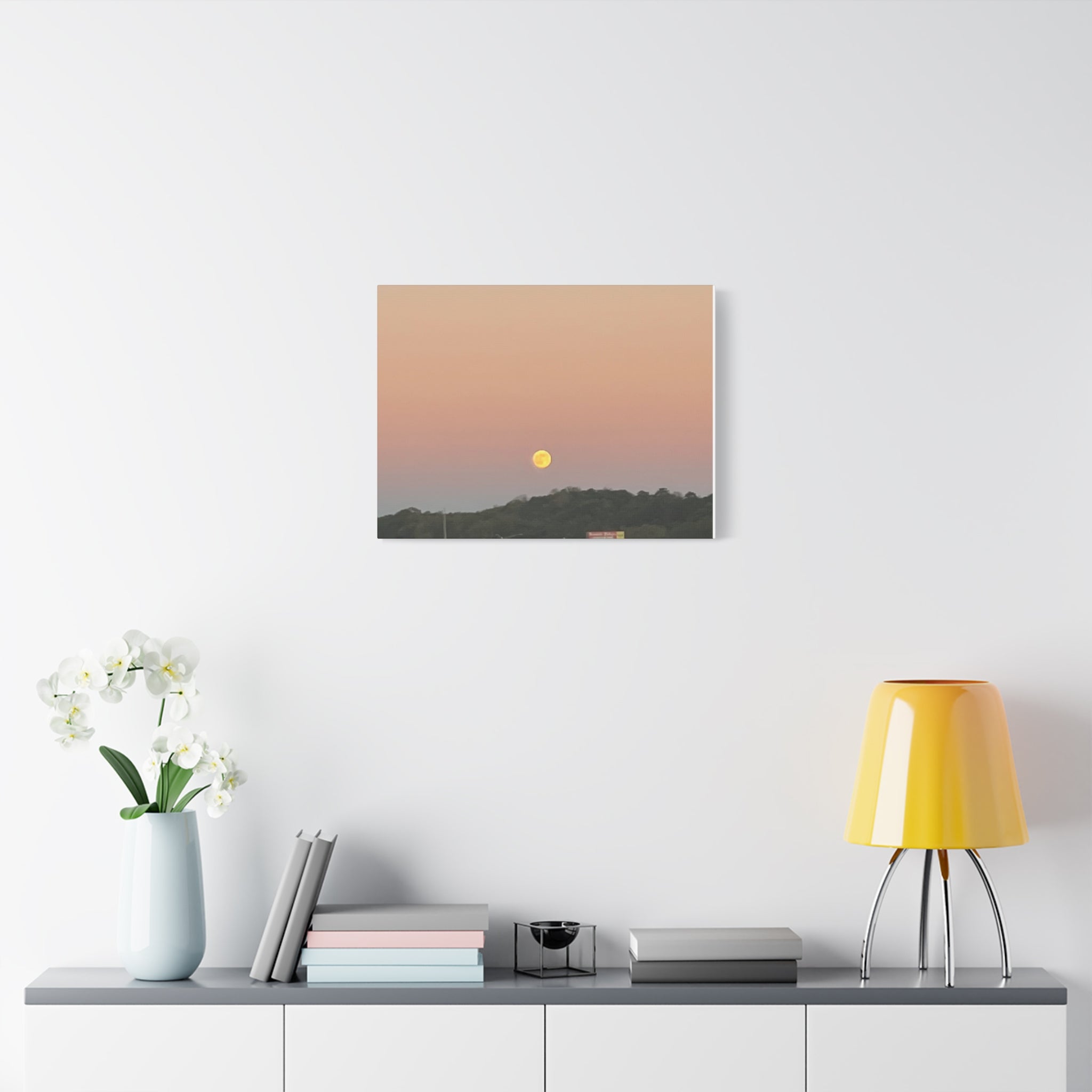 Moonrise Sunset Canvas Print — Pastel Sky Landscape Wall Art