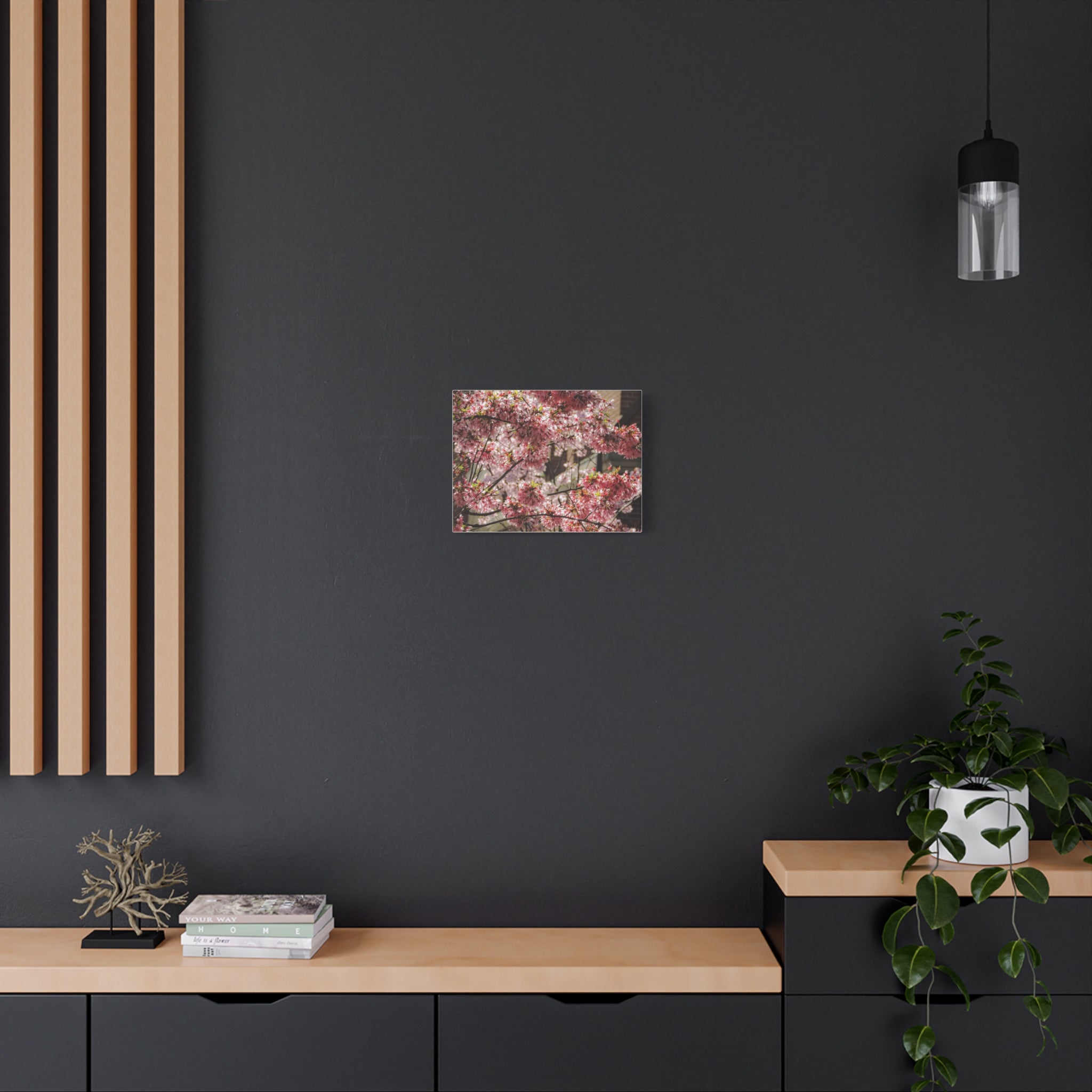 Pink Cherry Blossom Canvas Wall Art — Stretched Matte Floral Print