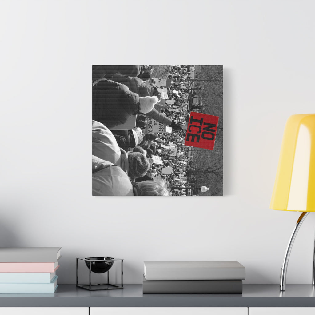 NO ICE Rising Above the Crowd — Matte Humanitarian Canvas