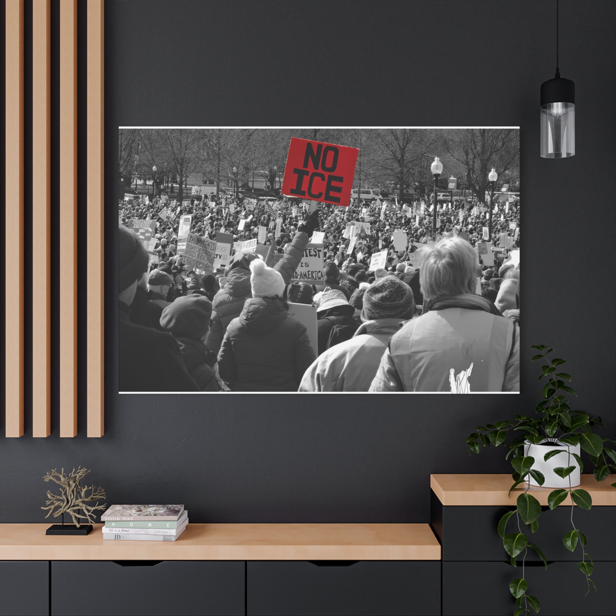 NO ICE in the Crowd — Documentary Matte Canvas