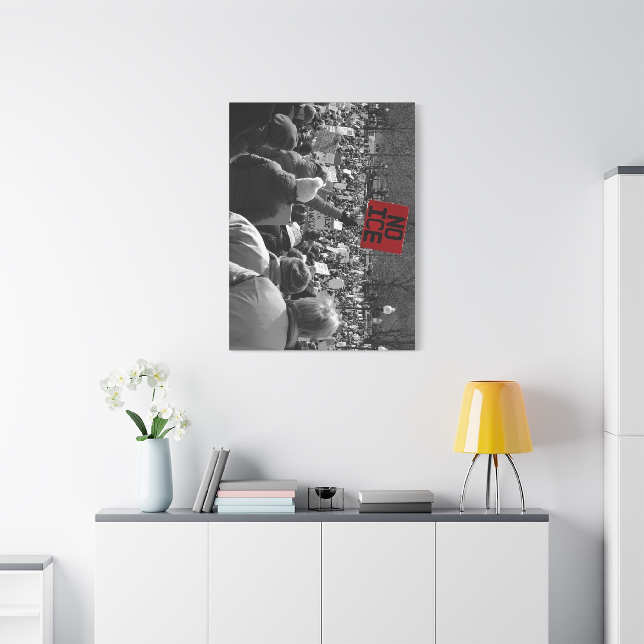 NO ICE Rising Above the Crowd — Matte Humanitarian Canvas