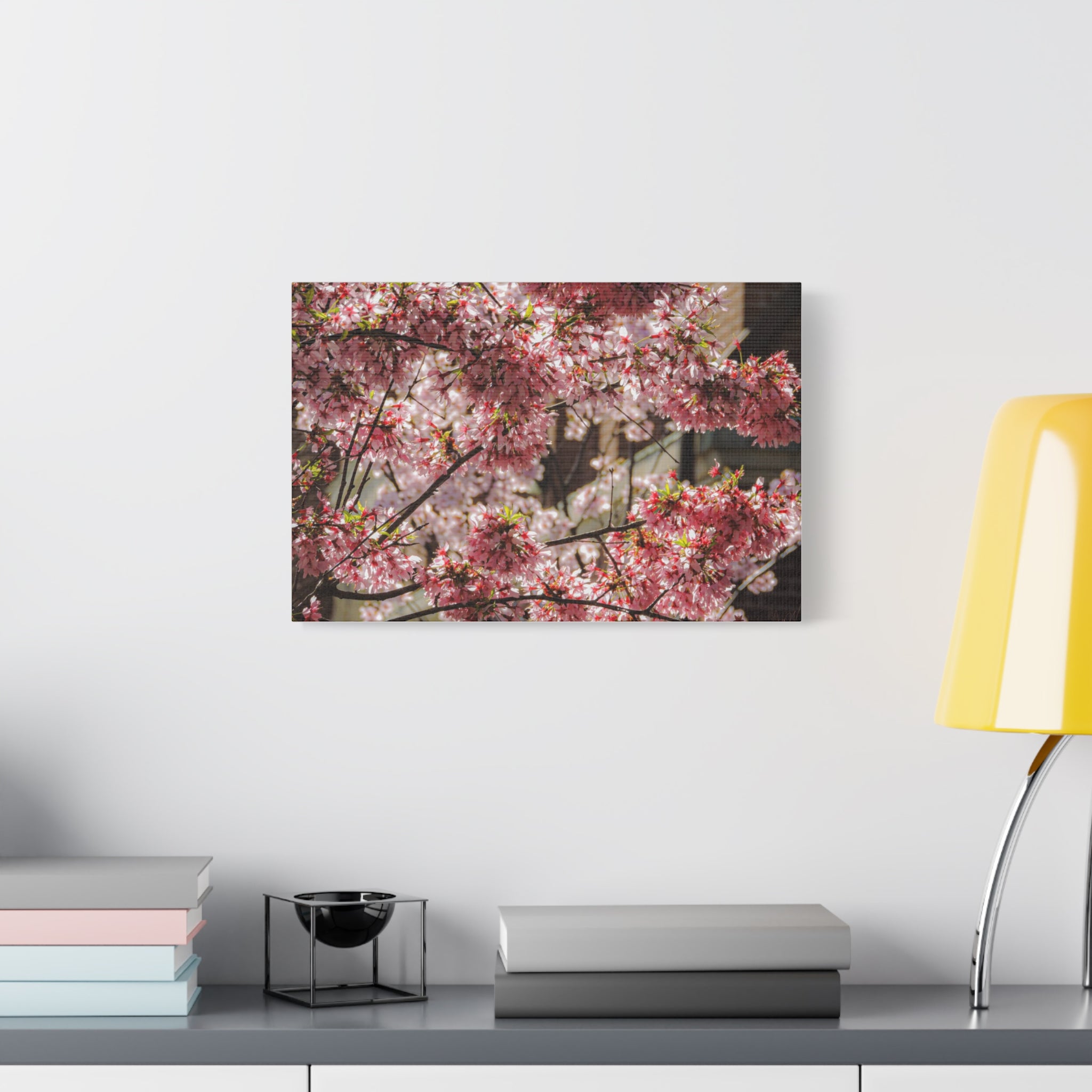 Pink Cherry Blossom Canvas Wall Art — Stretched Matte Floral Print