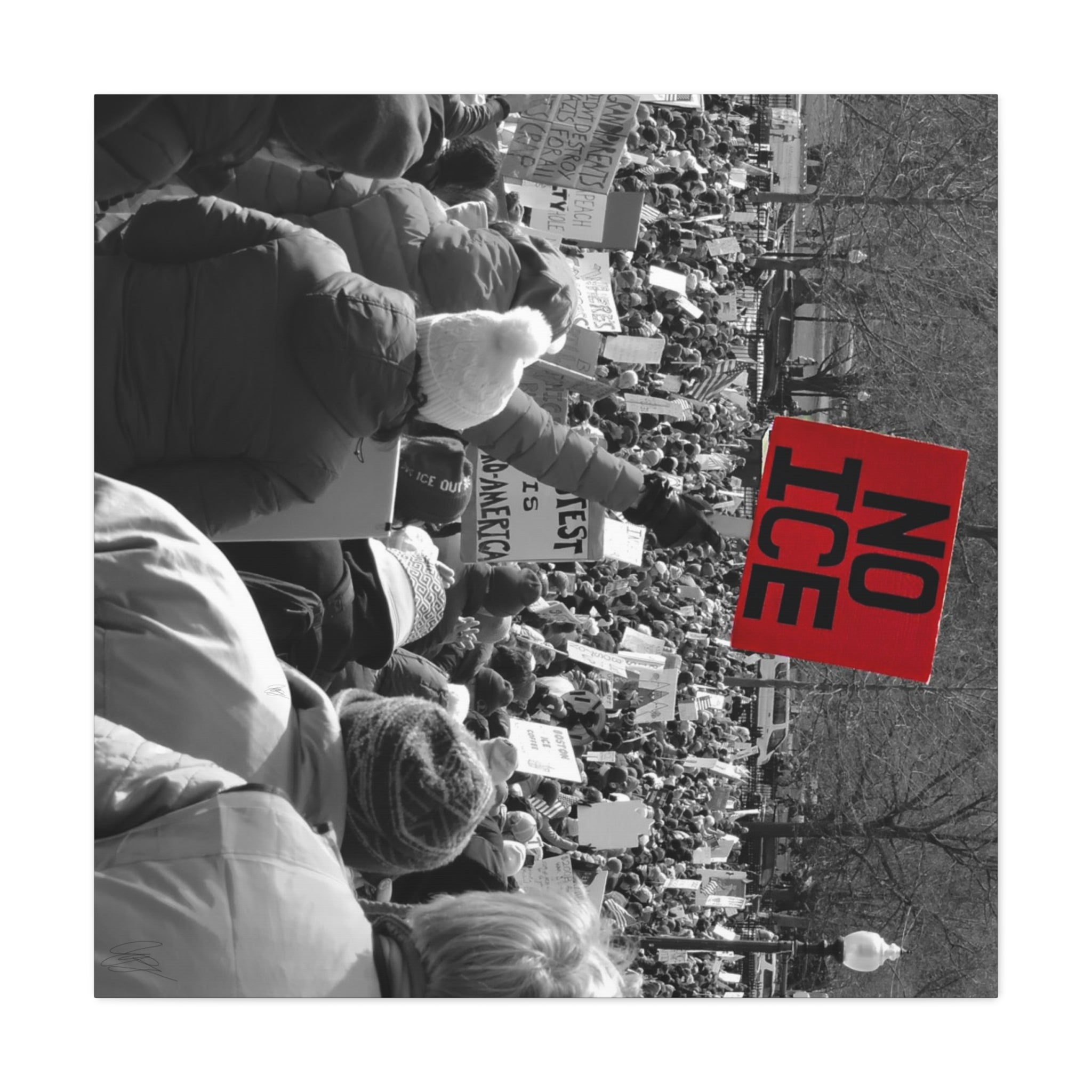 NO ICE Rising Above the Crowd — Matte Humanitarian Canvas