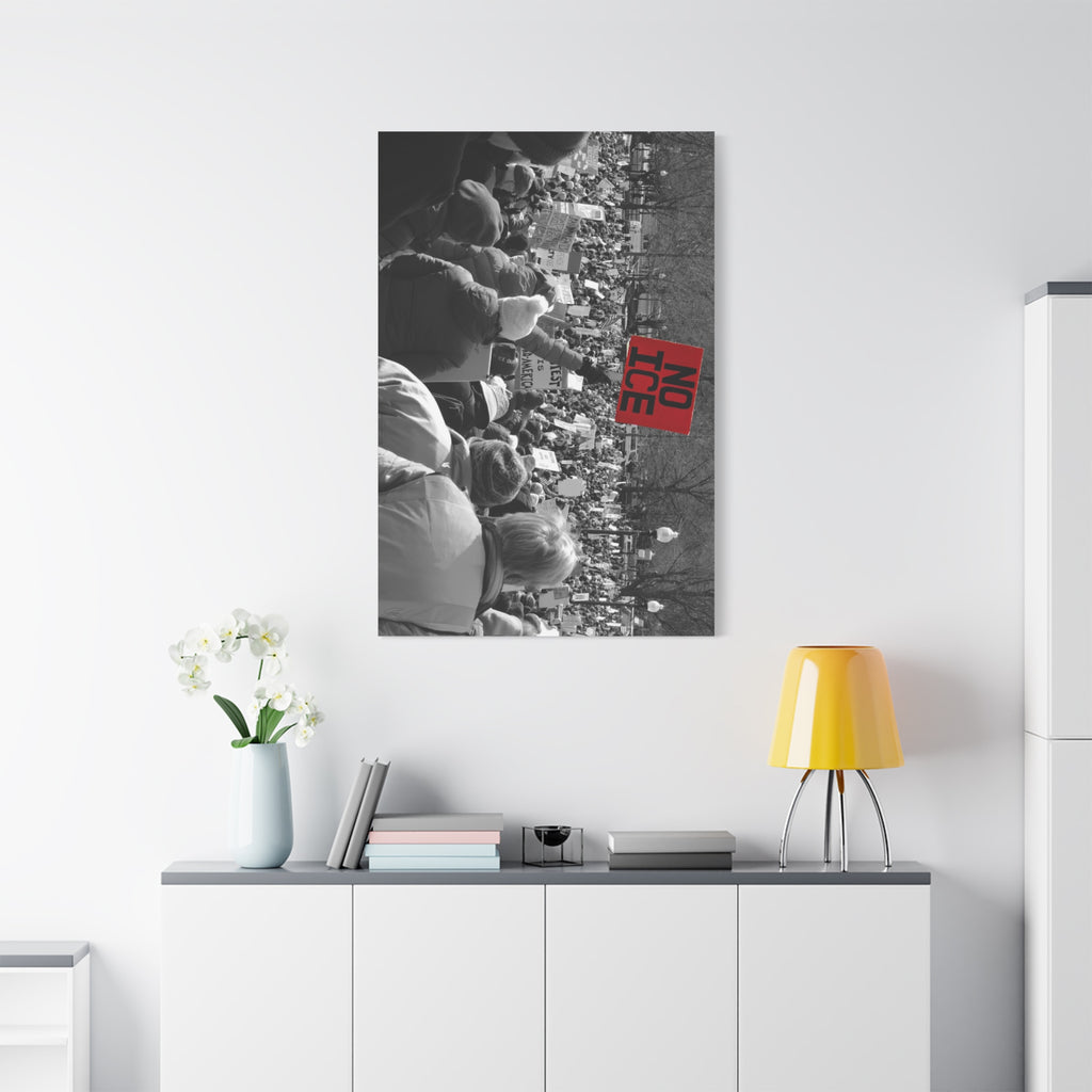 NO ICE Rising Above the Crowd — Matte Humanitarian Canvas