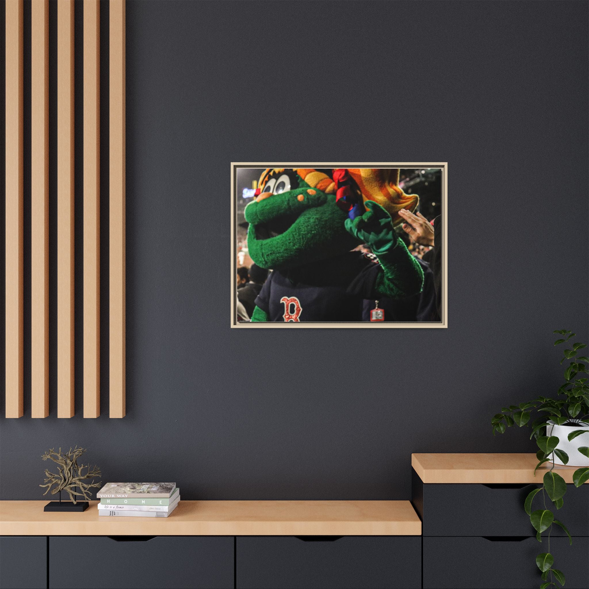 Tessie Boston Mascot Framed Matte Canvas Wall Art