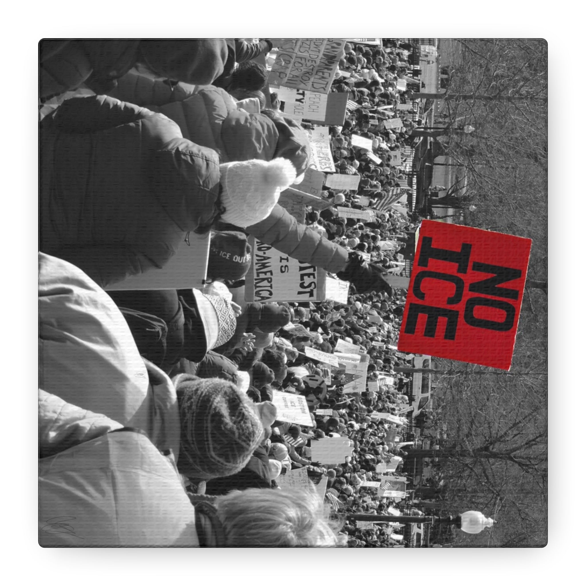 NO ICE Rising Above the Crowd — Matte Humanitarian Canvas
