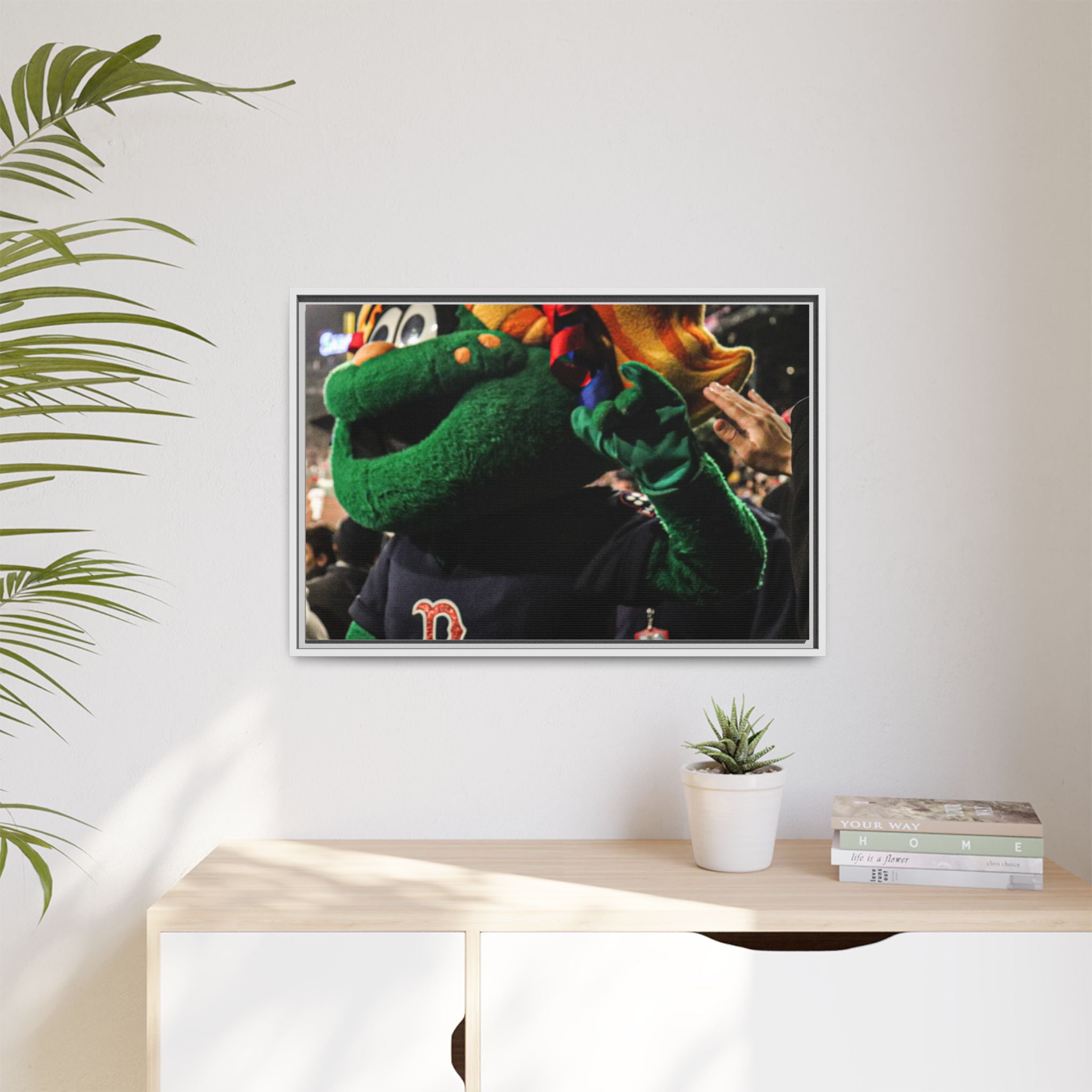 Tessie Boston Mascot Framed Matte Canvas Wall Art