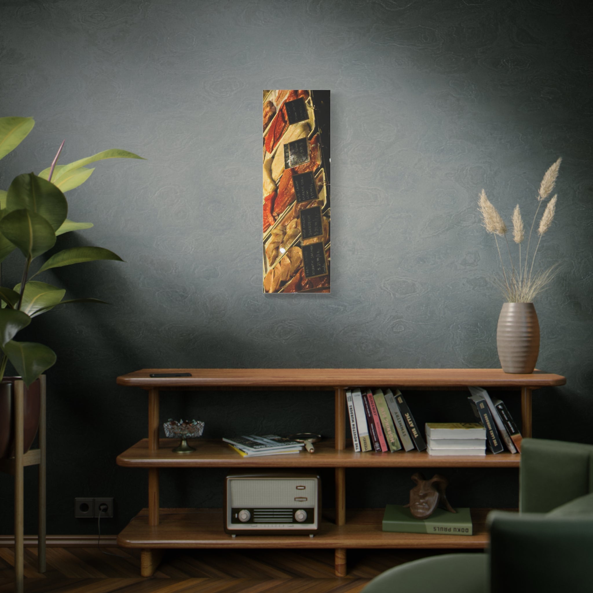 Seafood Market Canvas Art — Vertical Stretched Wall Fish Print