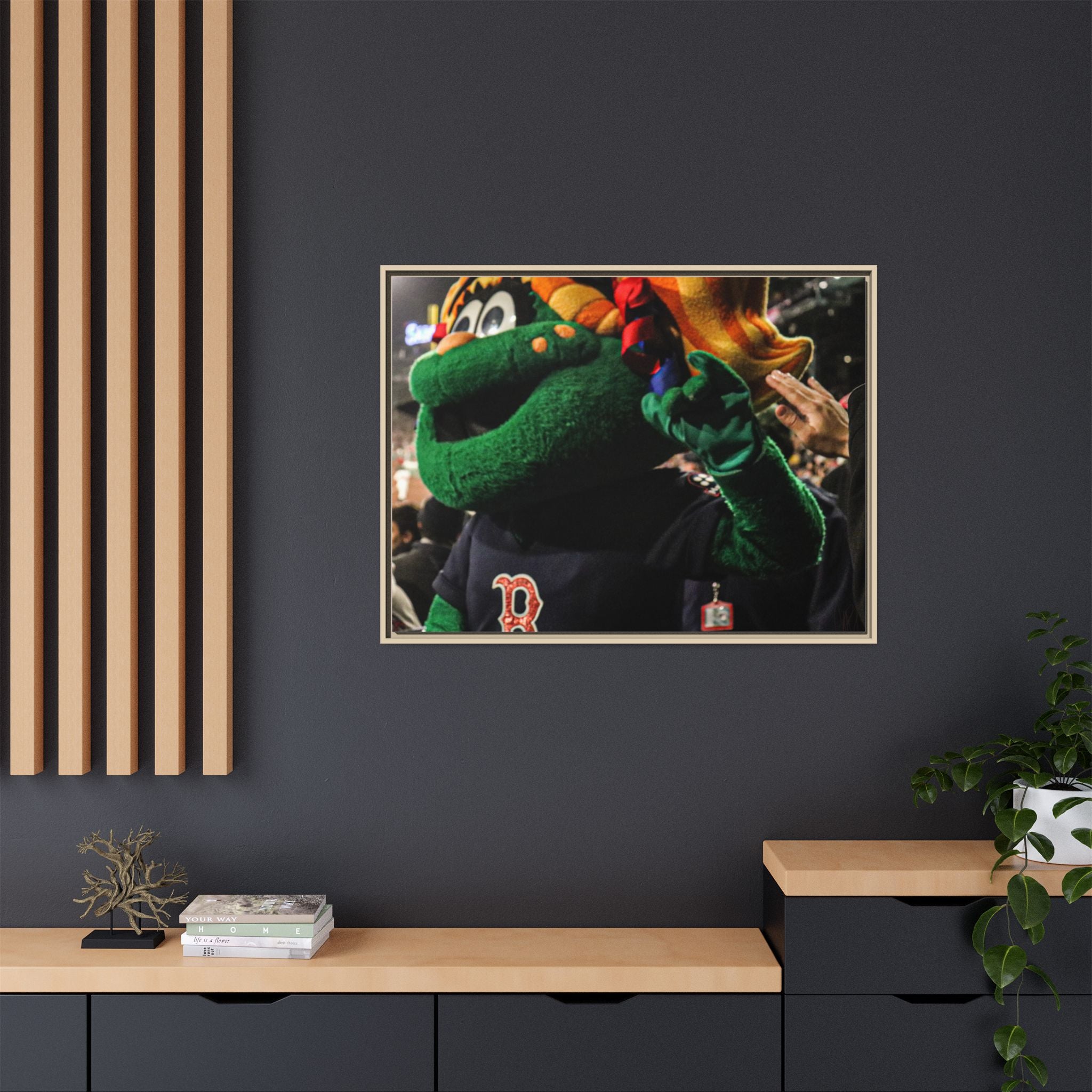 Tessie Boston Mascot Framed Matte Canvas Wall Art