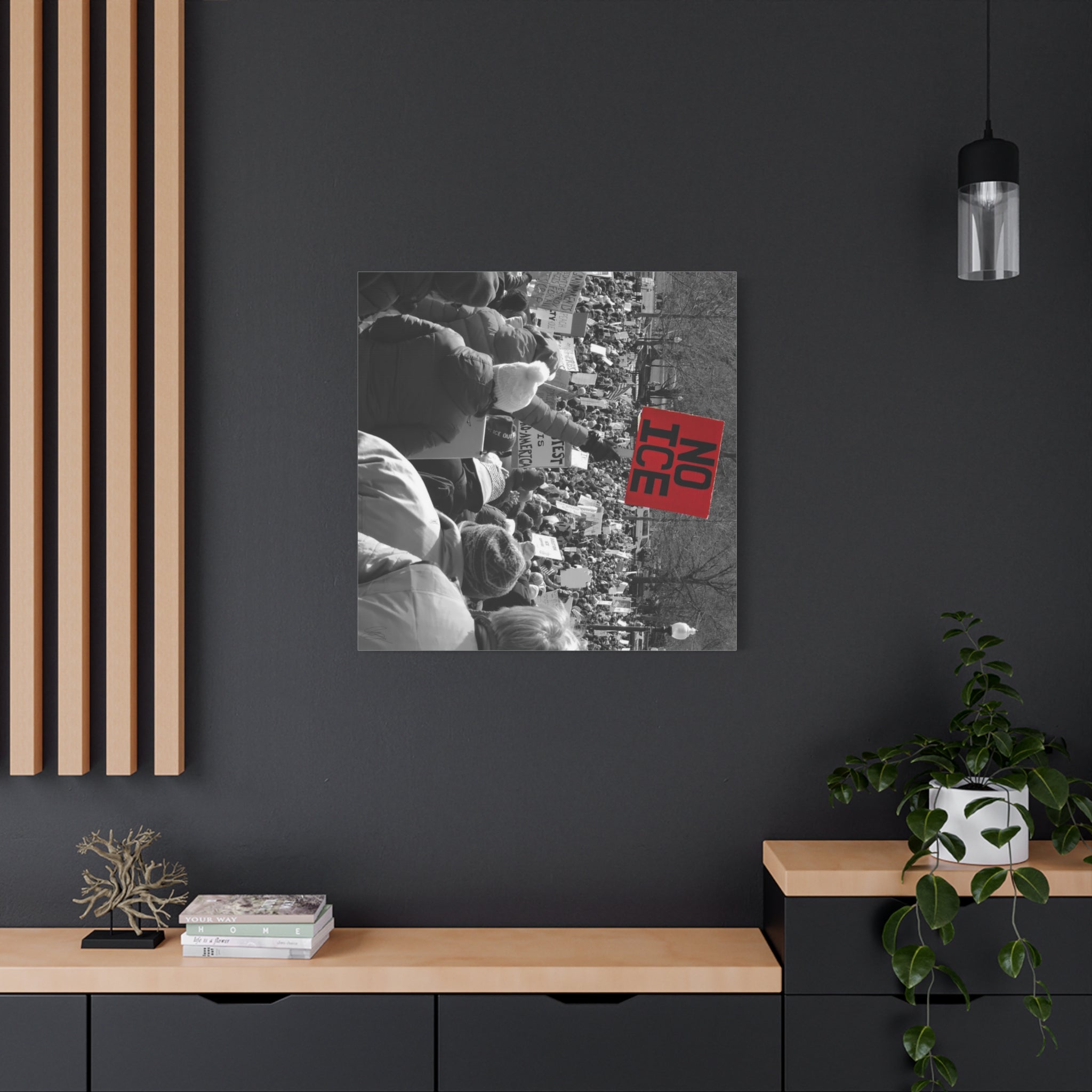 NO ICE Rising Above the Crowd — Matte Humanitarian Canvas