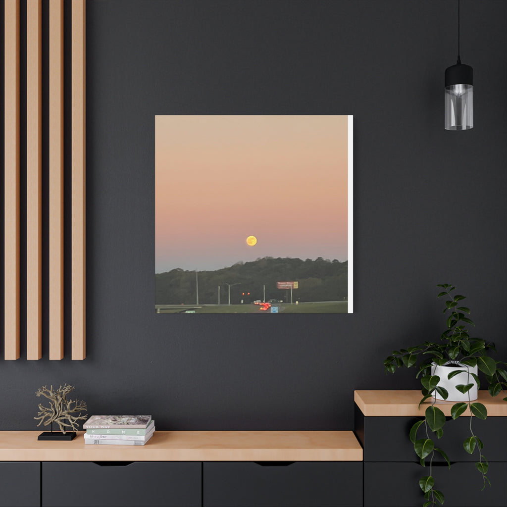 Moonrise Sunset Canvas Print — Pastel Sky Landscape Wall Art