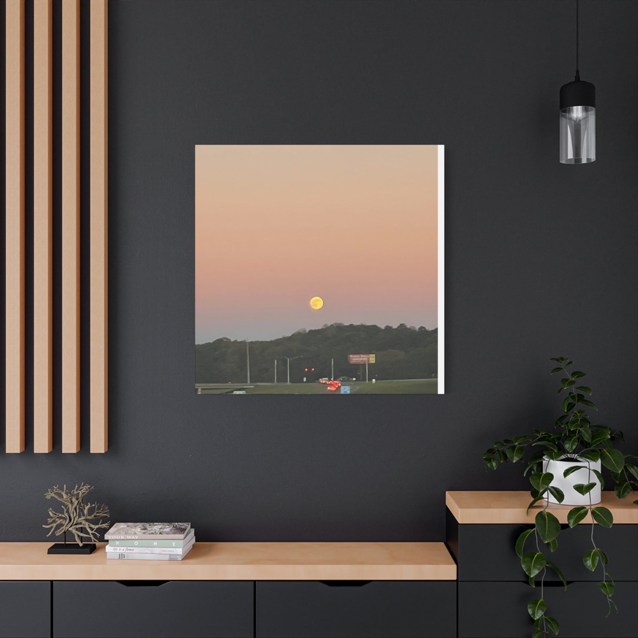 Moonrise Sunset Canvas Print — Pastel Sky Landscape Wall Art