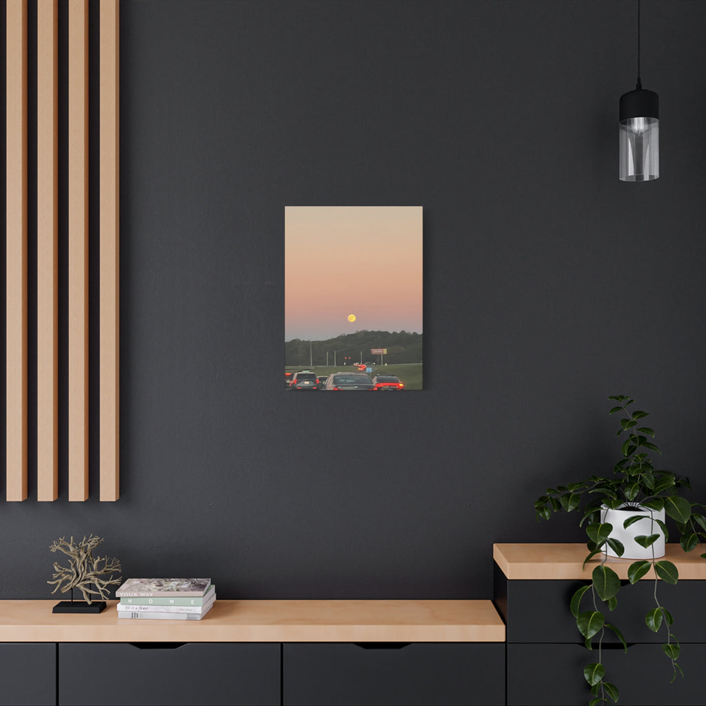 Moonrise Sunset Canvas Print — Pastel Sky Landscape Wall Art