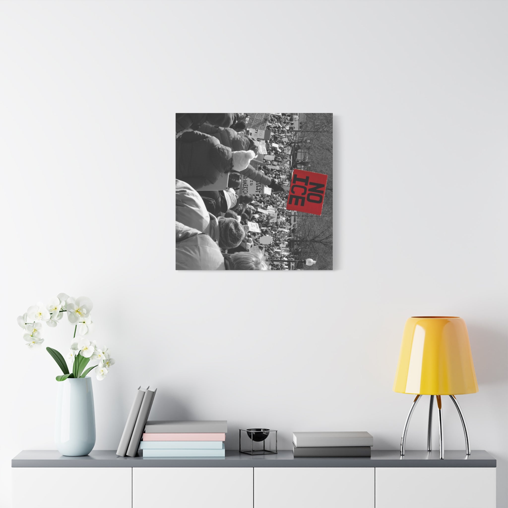 NO ICE Rising Above the Crowd — Matte Humanitarian Canvas