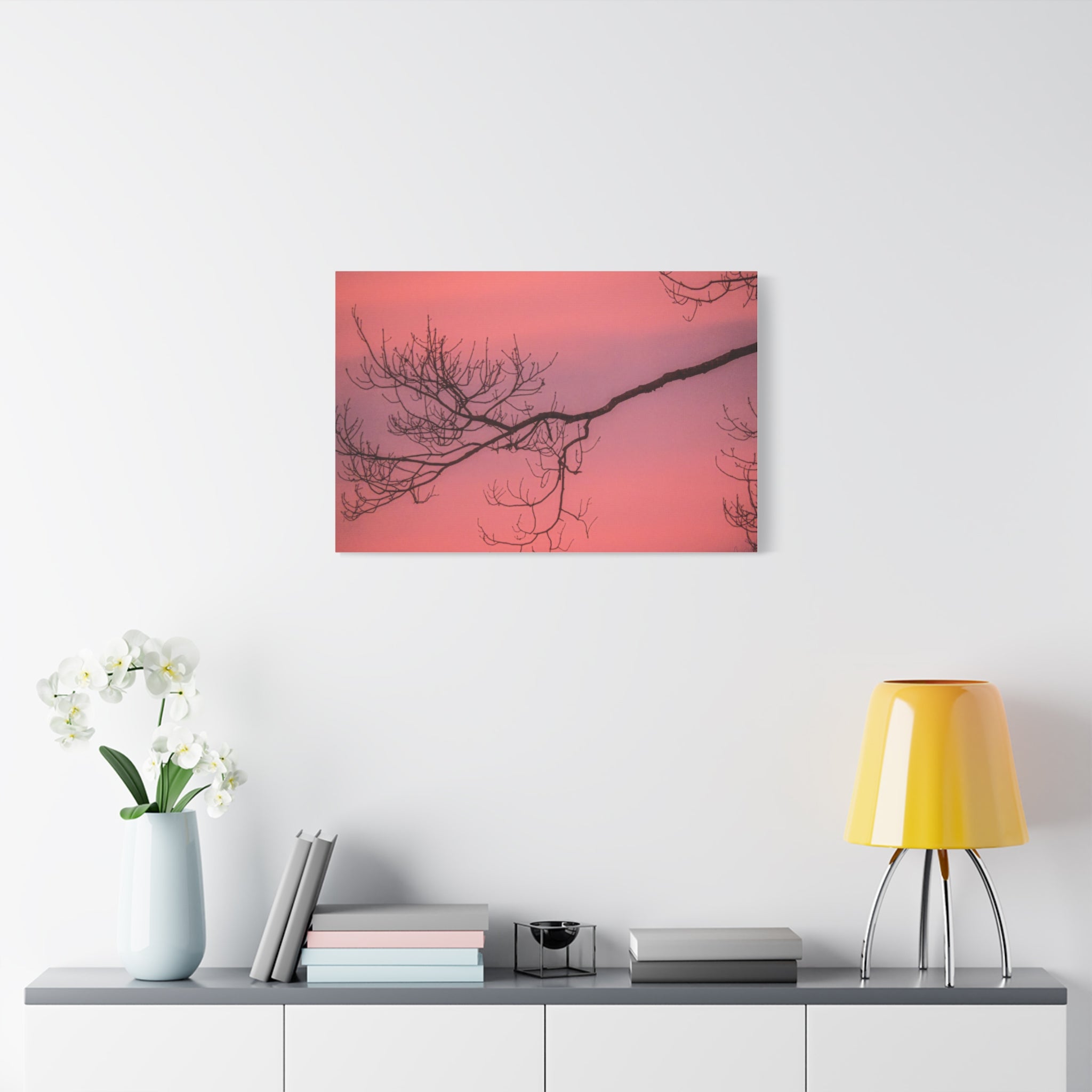 Pink Sunset Tree Canvas Print — Matte Stretched Wall Art