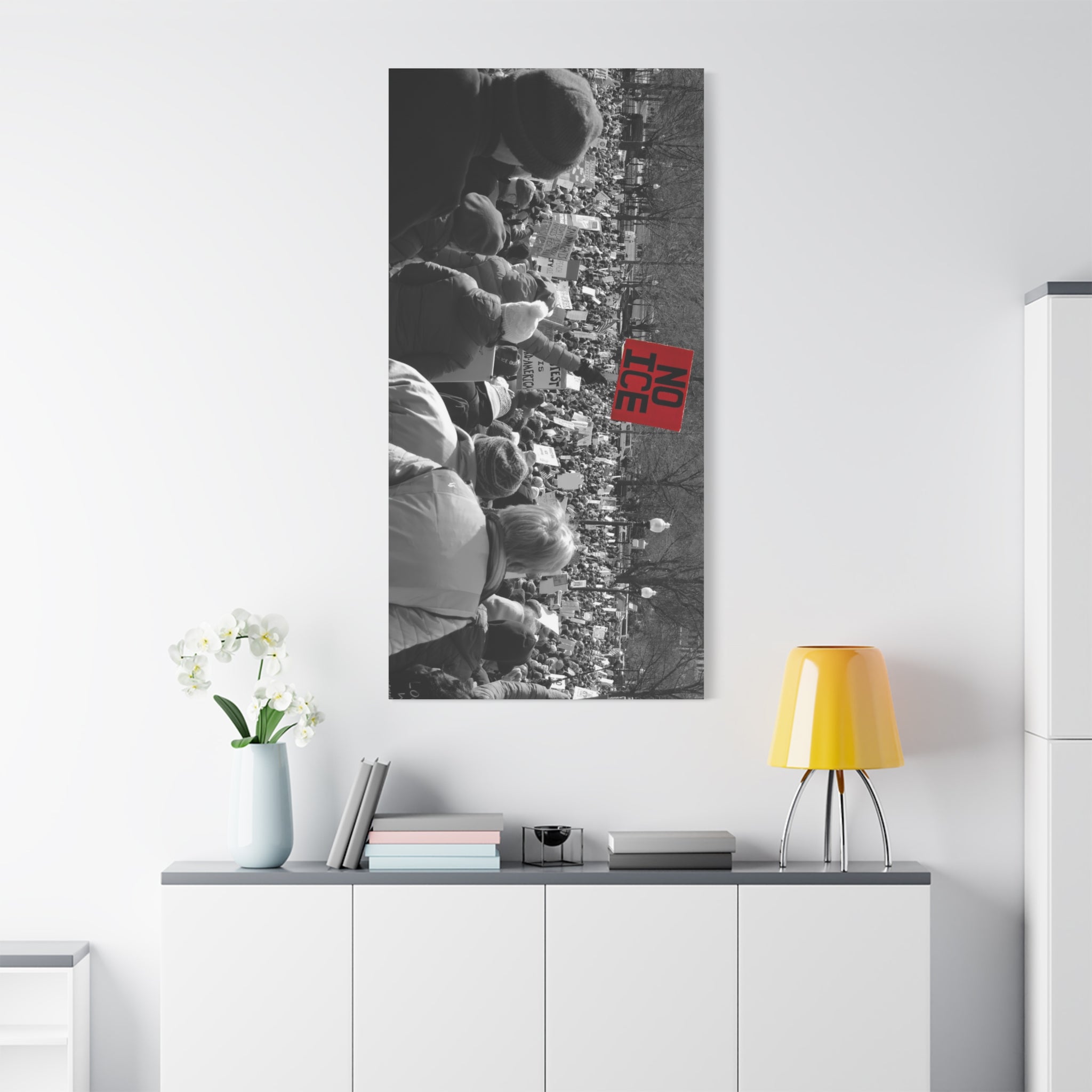 NO ICE Rising Above the Crowd — Matte Humanitarian Canvas
