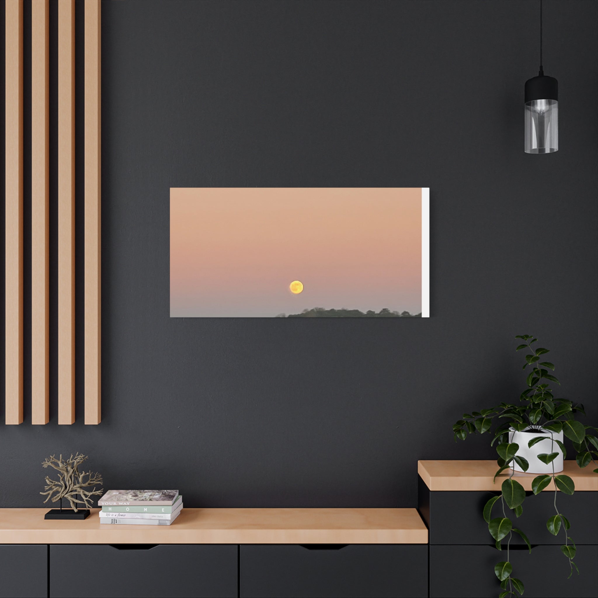 Moonrise Sunset Canvas Print — Pastel Sky Landscape Wall Art