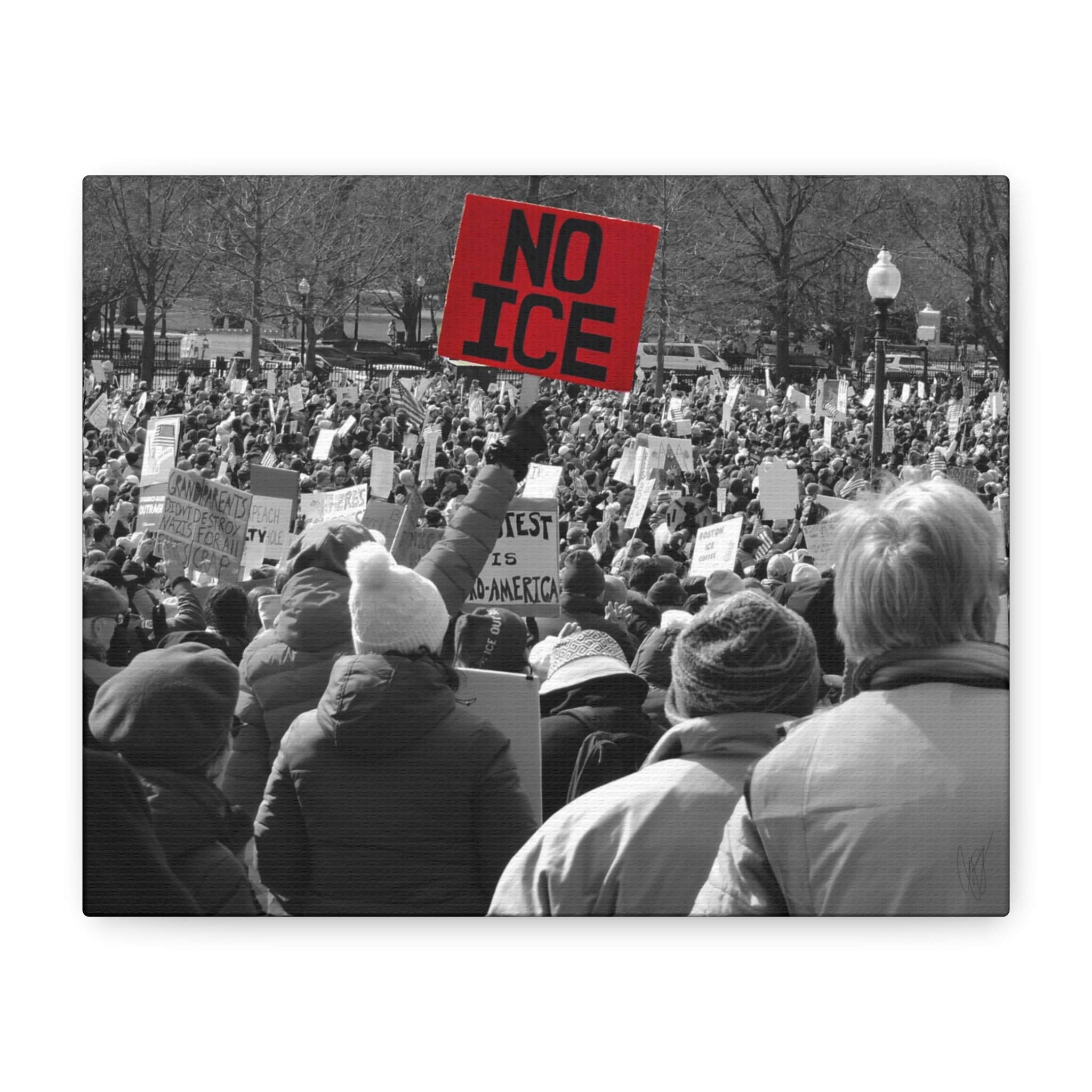 NO ICE in the Crowd — Documentary Matte Canvas