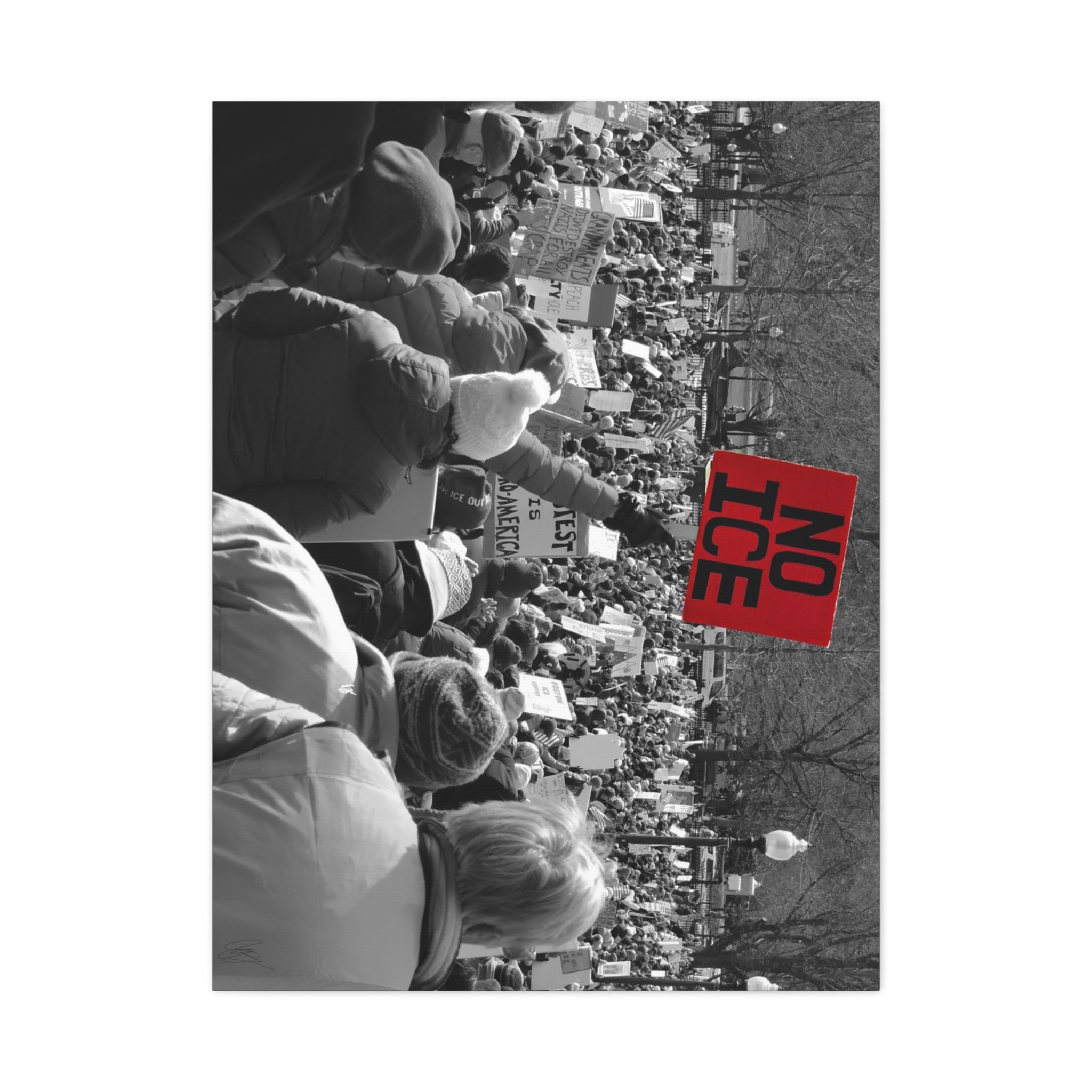 NO ICE Rising Above the Crowd — Matte Humanitarian Canvas