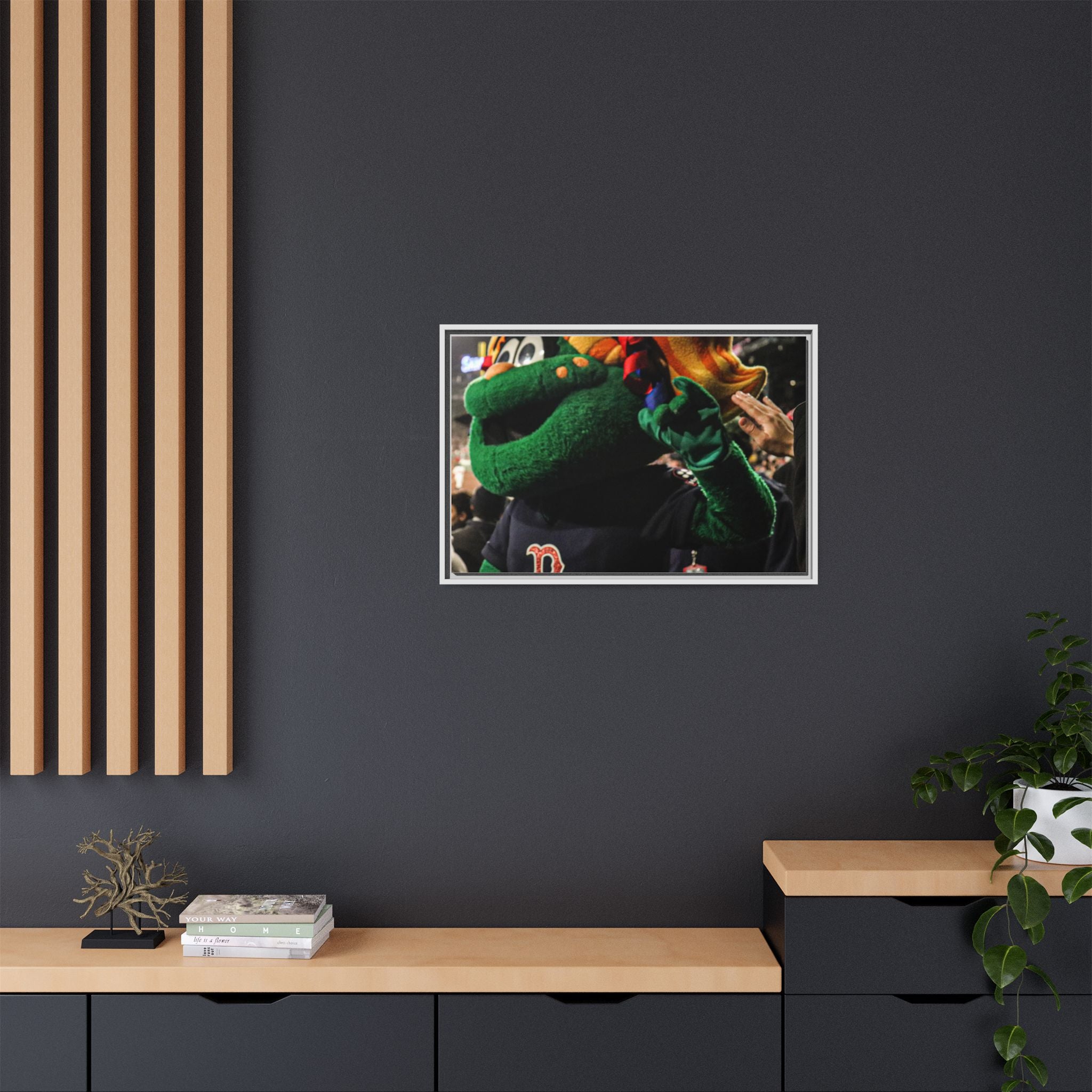 Tessie Boston Mascot Framed Matte Canvas Wall Art