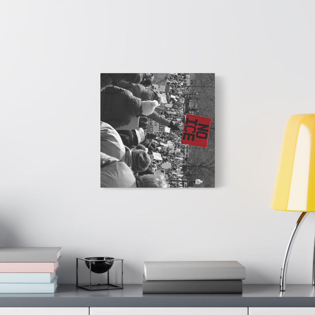 NO ICE Rising Above the Crowd — Matte Humanitarian Canvas