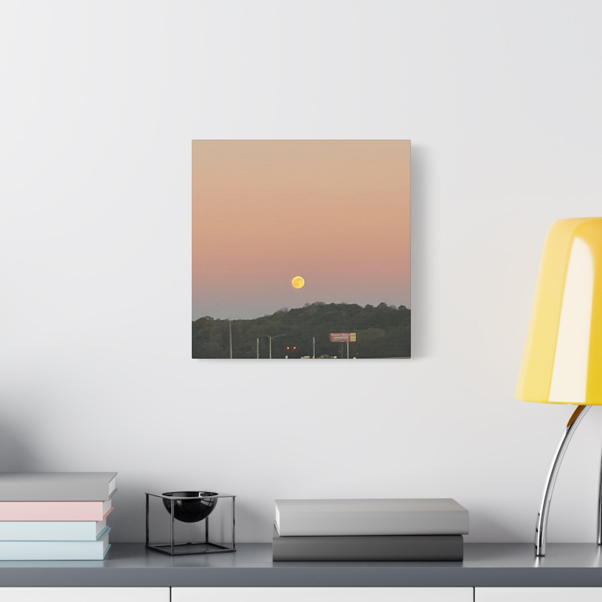 Moonrise Sunset Canvas Print — Pastel Sky Landscape Wall Art