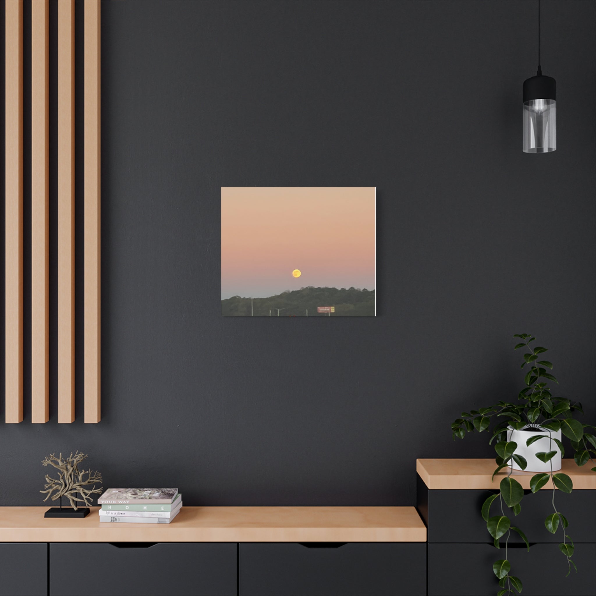 Moonrise Sunset Canvas Print — Pastel Sky Landscape Wall Art