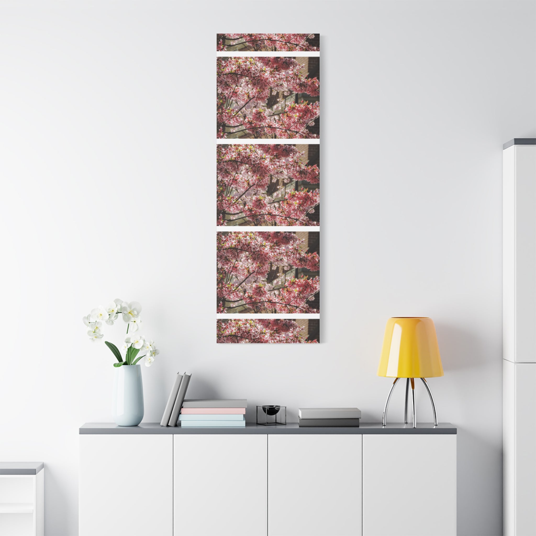 Pink Cherry Blossom Canvas Wall Art — Stretched Matte Floral Print