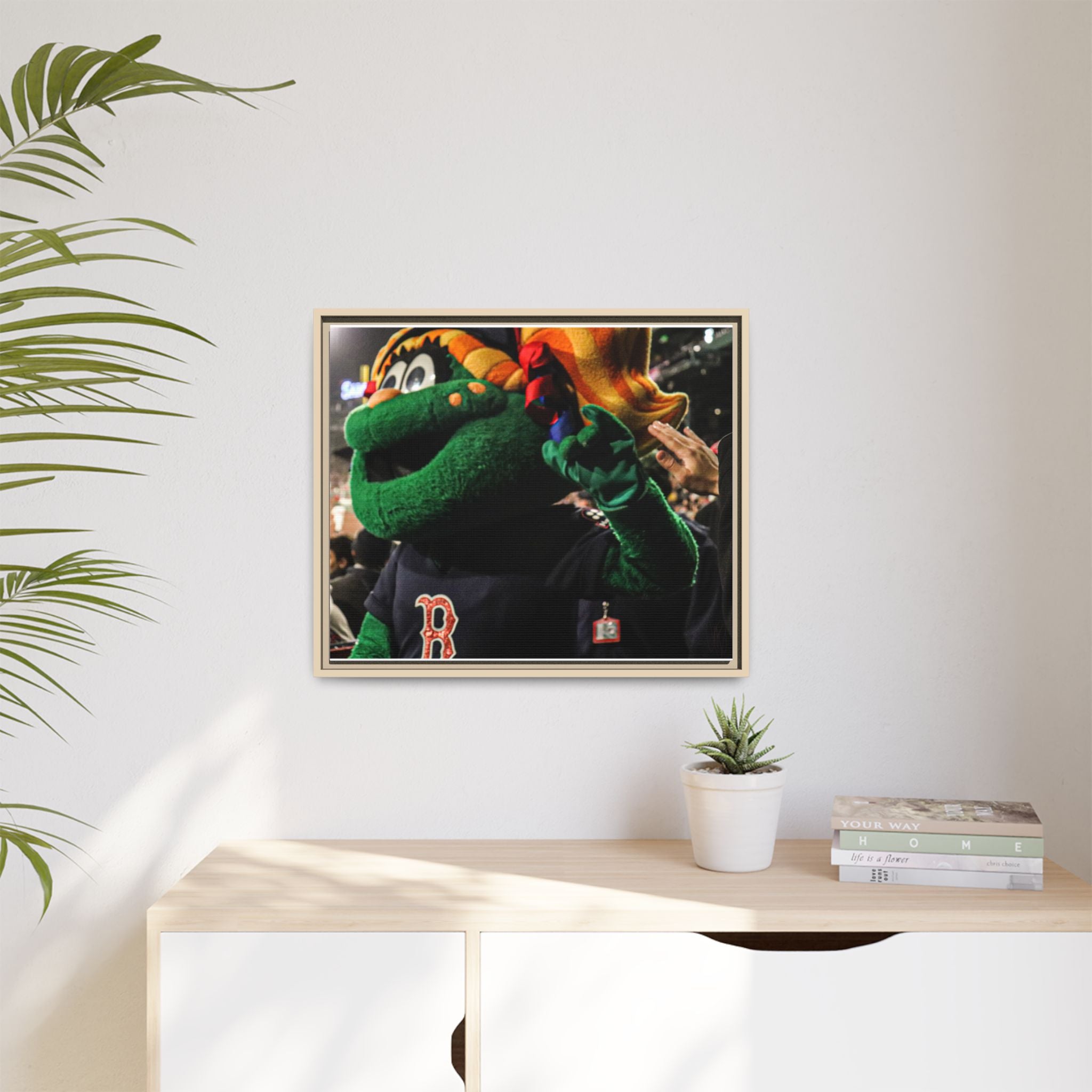 Tessie Boston Mascot Framed Matte Canvas Wall Art