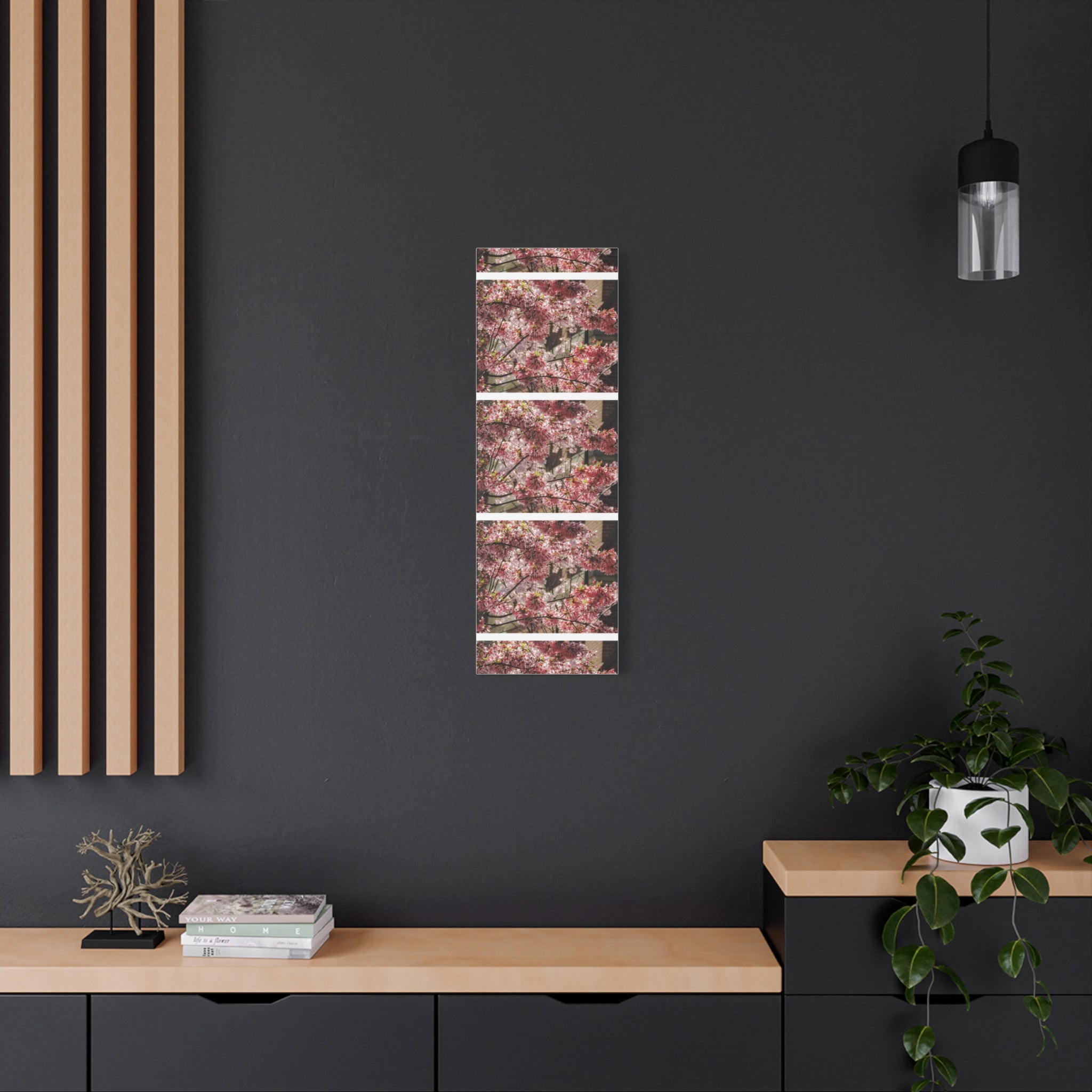 Pink Cherry Blossom Canvas Wall Art — Stretched Matte Floral Print