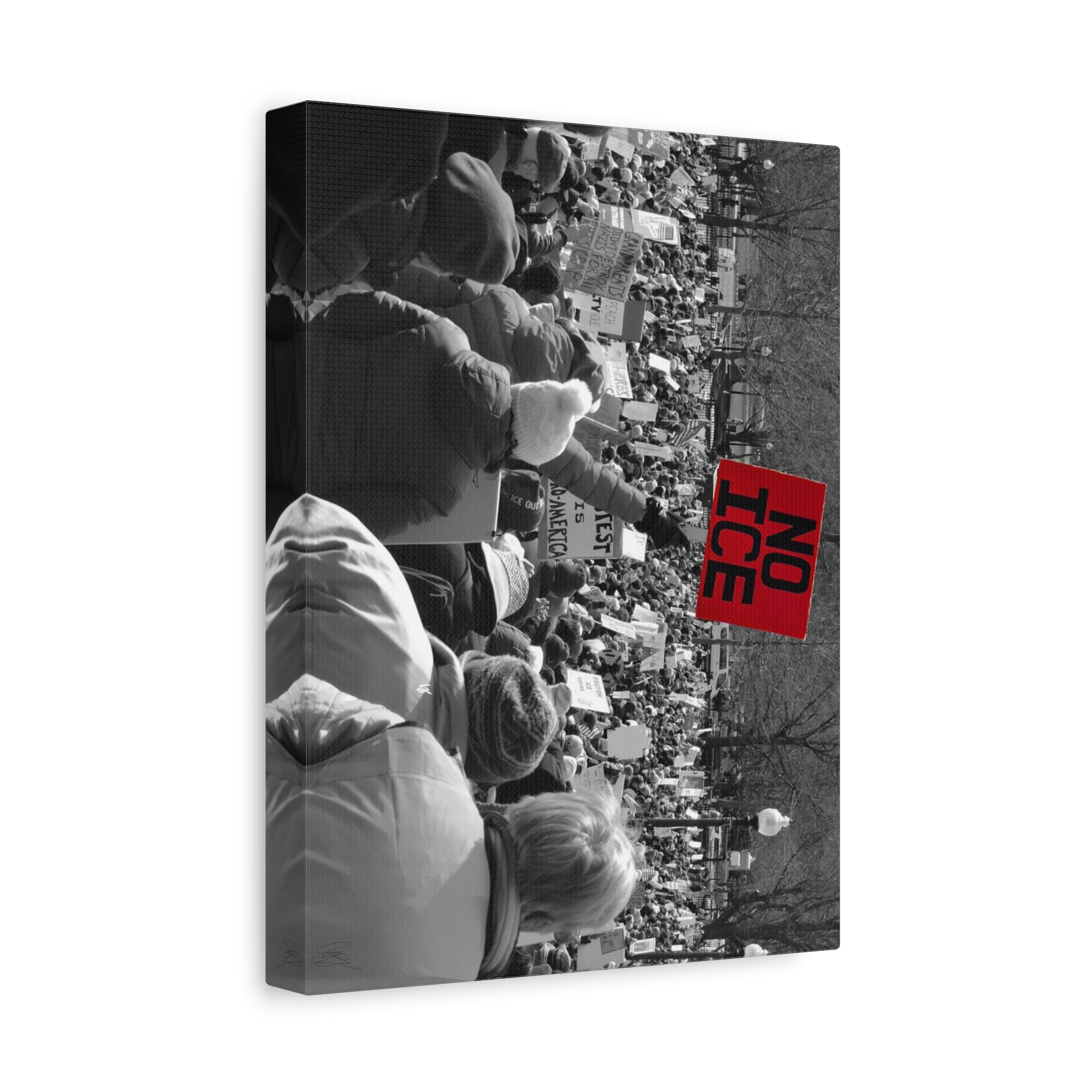 NO ICE Rising Above the Crowd — Matte Humanitarian Canvas