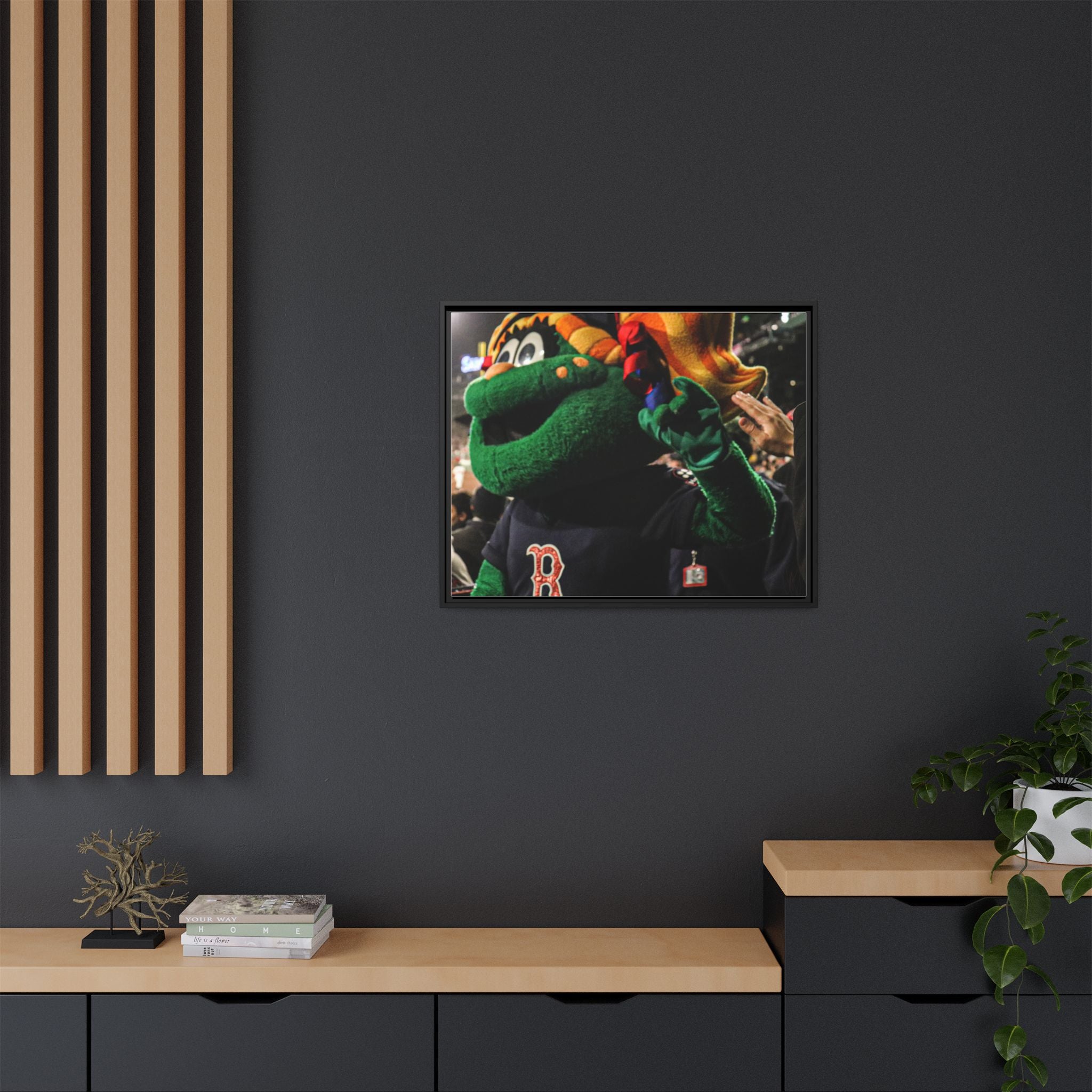 Tessie Boston Mascot Framed Matte Canvas Wall Art