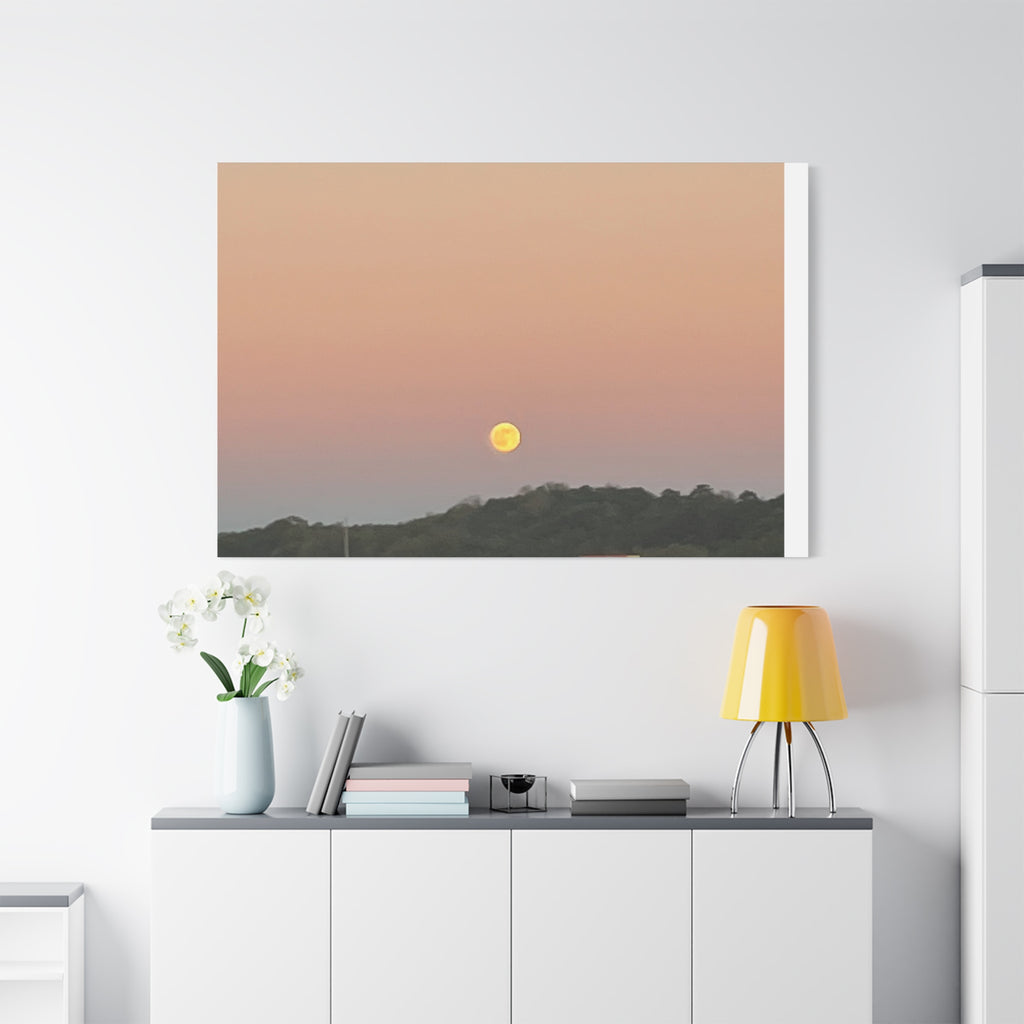 Moonrise Sunset Canvas Print — Pastel Sky Landscape Wall Art
