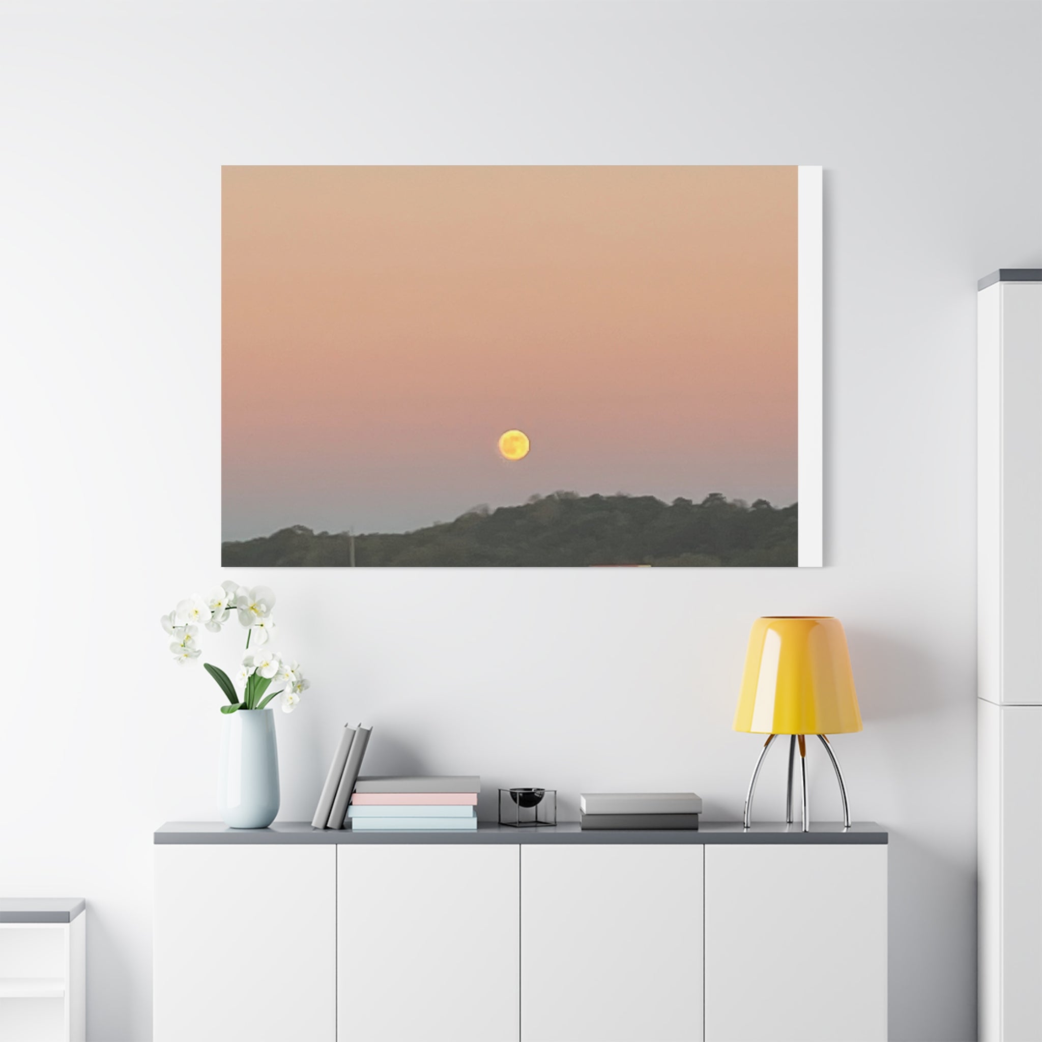 Moonrise Sunset Canvas Print — Pastel Sky Landscape Wall Art