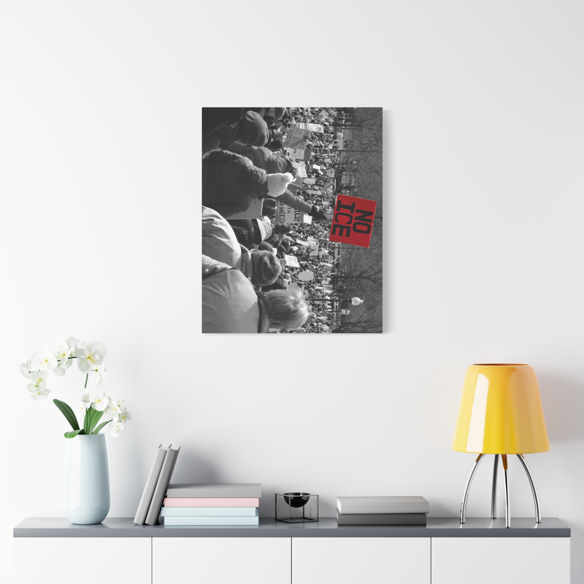 NO ICE Rising Above the Crowd — Matte Humanitarian Canvas