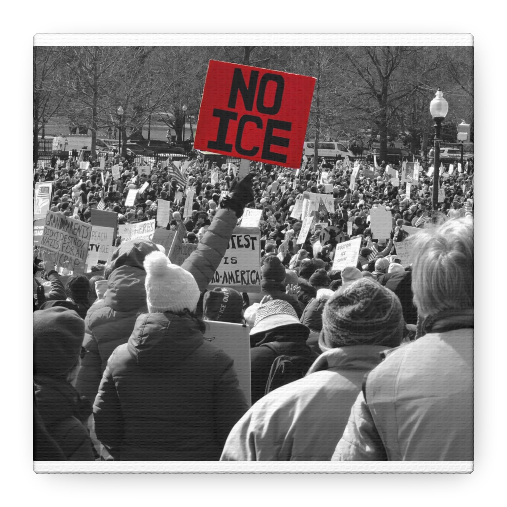 NO ICE in the Crowd — Documentary Matte Canvas