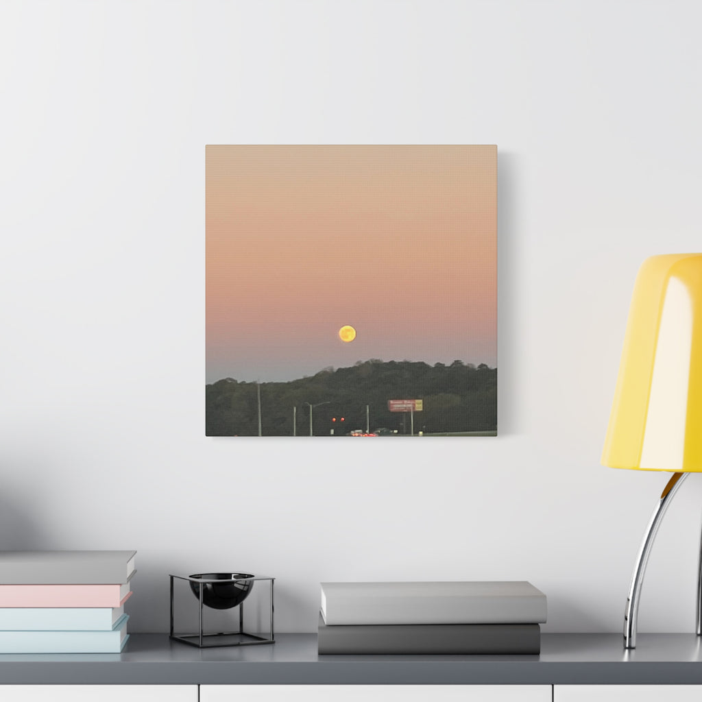Moonrise Sunset Canvas Print — Pastel Sky Landscape Wall Art